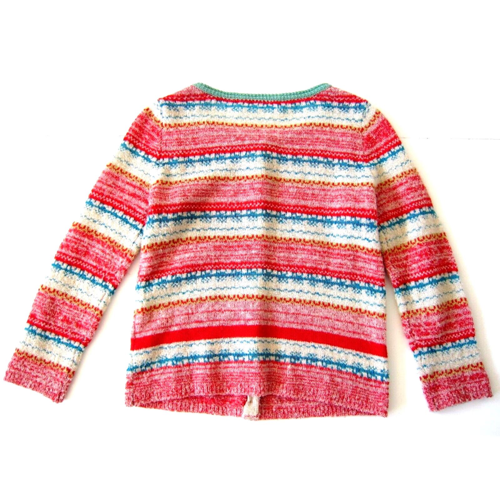 Arrow **Red Blue Green Stripe Wool Blend Cardigan Sweater Medium** User: **Red Blue Green Stripe Cardigan Sweater Medium** Wool Blend Size M / US 6-8 / IT 42-44 - 2 Thumbnail