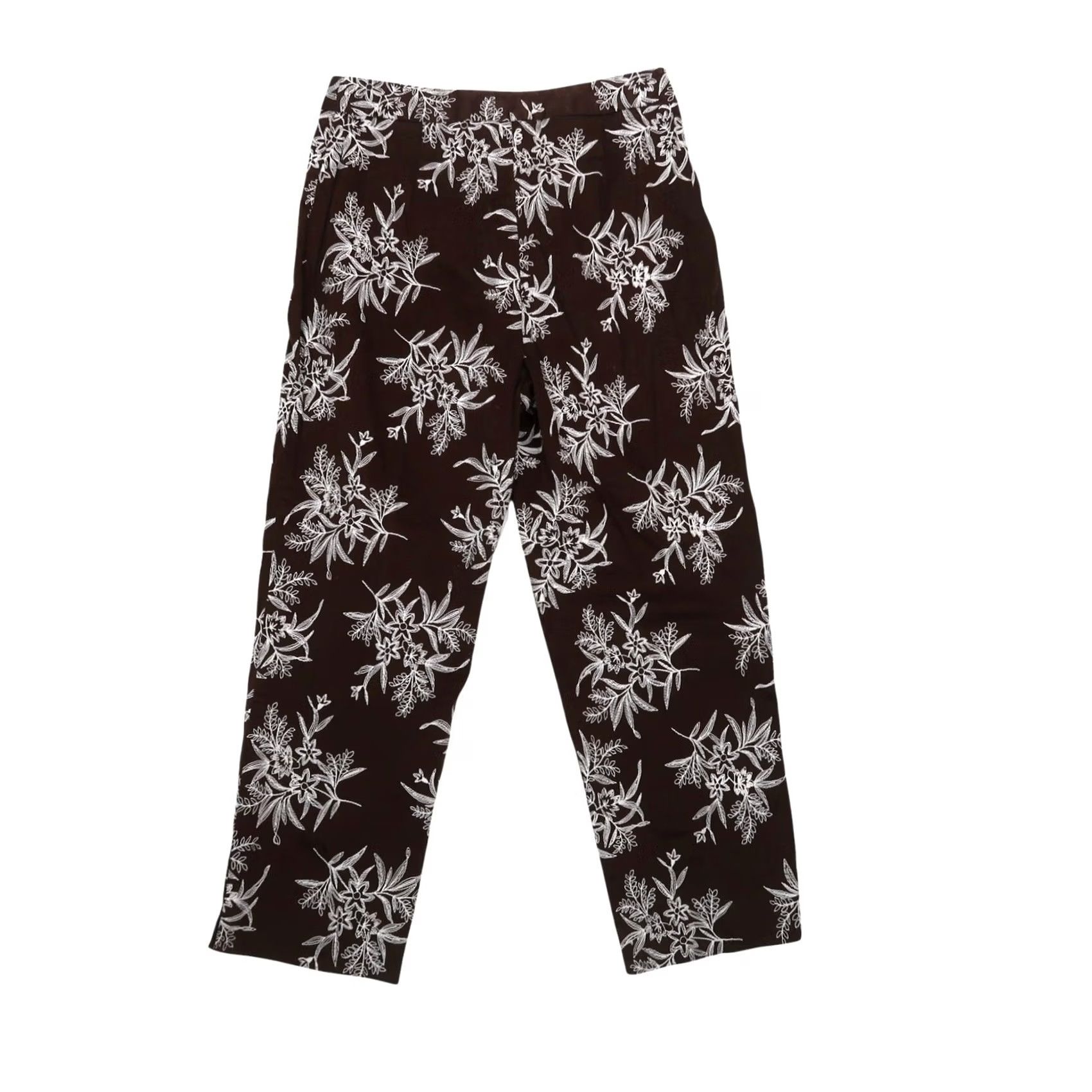 Jones New York VINTAGE Jones New York Floral Embroidered Crop Pants Womens 6 Brown White Cotton Inseam 24" Bohemian 90s Size 28" / US 6 / IT 42 - 3 Thumbnail