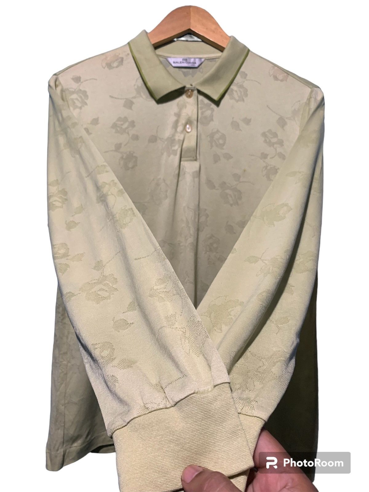 Balenciaga Rare❗️Balenciaga vintage mesh floral long sleeve polo shirt Size L / US 10 / IT 46 - 4 Thumbnail