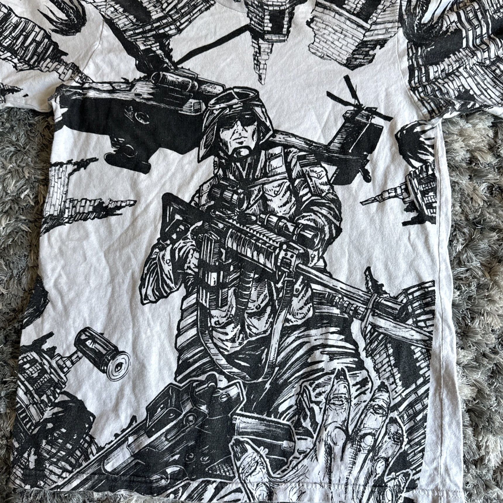 Vintage Apprime T-Shirt Men White Army Short Sleeve M Y2K AOP Graphic War Graphic Size US M / EU 48-50 / 2 - 2 Thumbnail