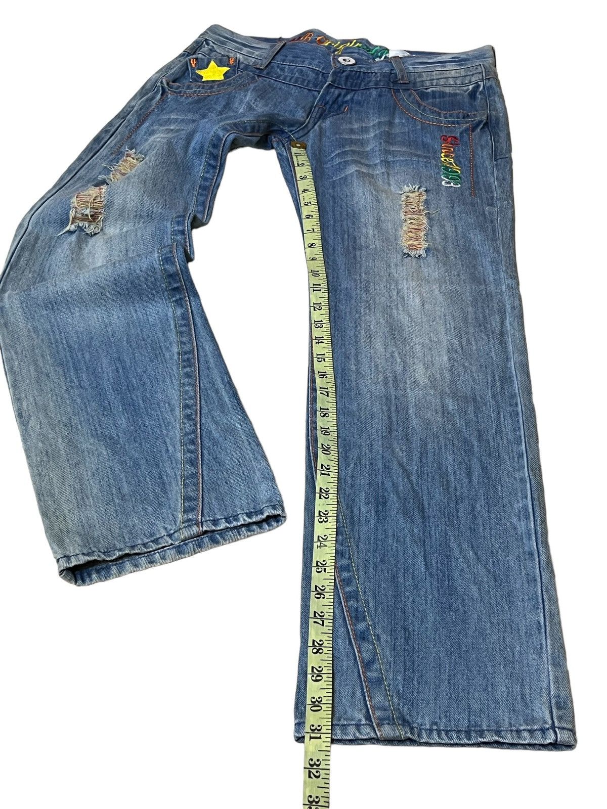 Le Grande Bleu (L.G.B.) JAPANESE BMB BLUE MOON BLUE SURFGIRL RAINBOW JEANS/DENIM Size US 32 / EU 48 - 19 Thumbnail