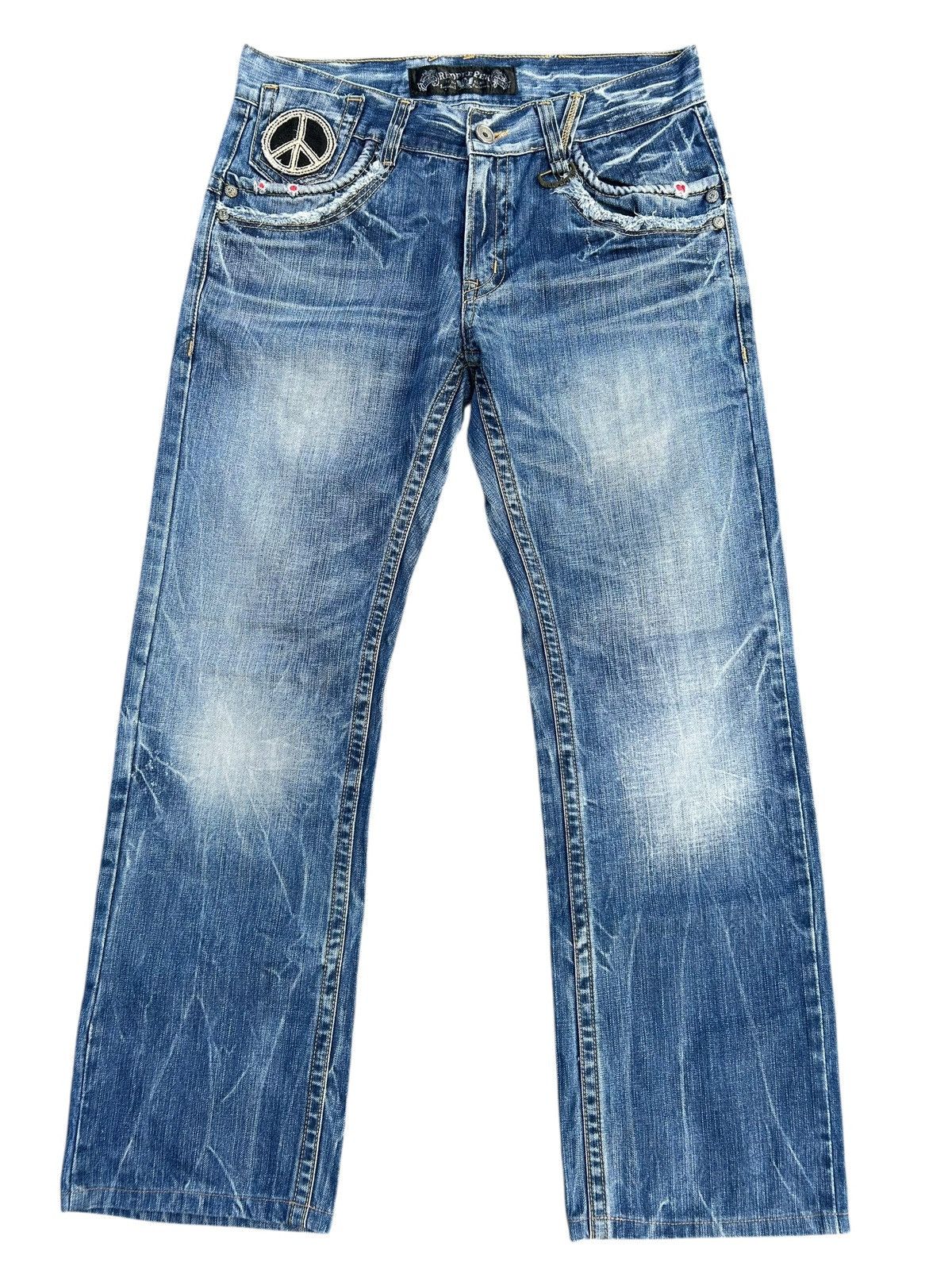 Kapital RED PEPPER JAPAN HIPPIES SMILE DISTRESSED DENIM JEANS Size US 34 / EU 50 - 5 Thumbnail