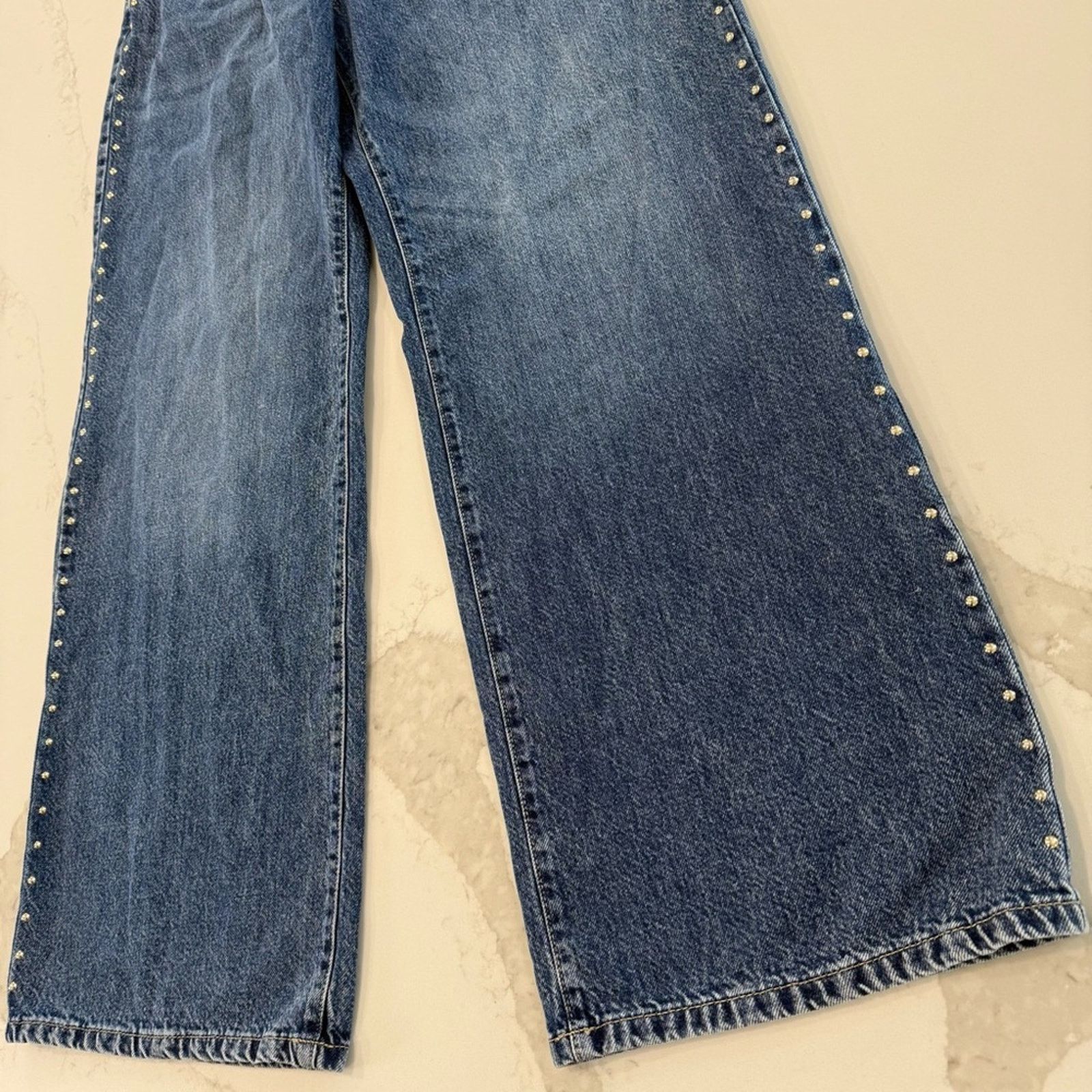 Cotton On Cotton On Relaxed Wide Leg Denim Jean Womens 30 Blue Studded Size 30" / US 8 / IT 44 - 6 Thumbnail