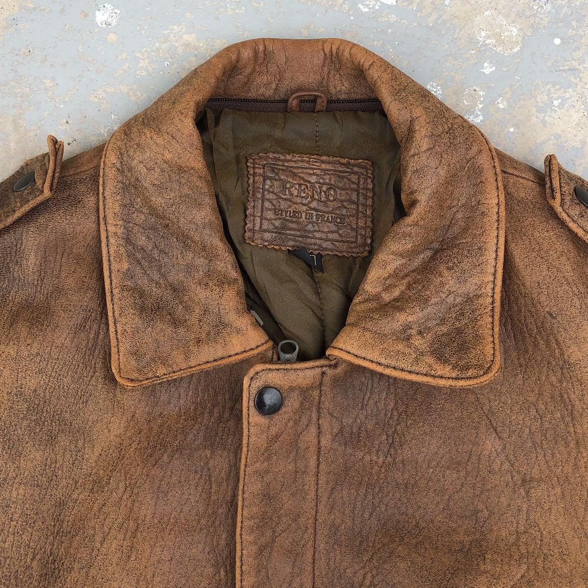 Vintage Vintage Reno Styled In France Leather Bomber Jacket Size US M / EU 48-50 / 2 - 16 Thumbnail
