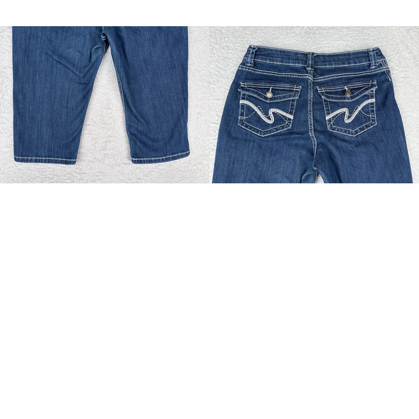 Lee Lee Jeans Womens Capri 30x16 Denim Blue 12P Petite Regular Slender Secret 5-Pocket Mid Rise Size 34" / US 12 / IT 48 - 10 Thumbnail