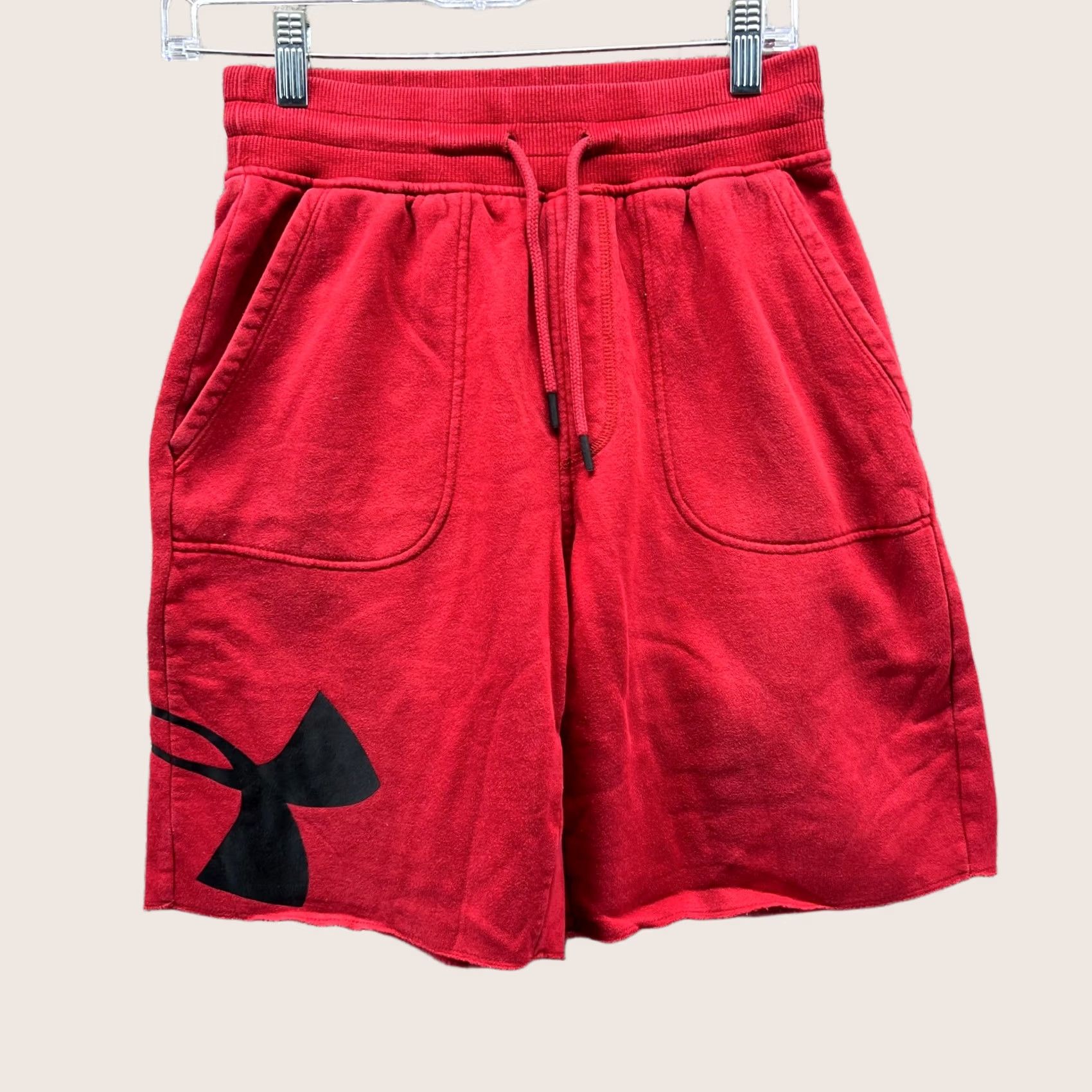 Under Armour Under Armour Shorts Mens Small Red Fleece HeatGear Drawstring Logo Loose Fit Size US 29 - 1 Thumbnail
