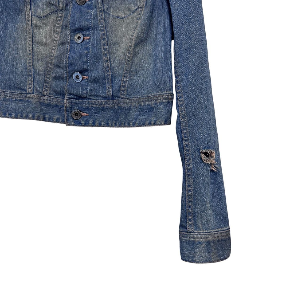 GOA GOA Snakeskin Distressed Denim Jacket Cropped Size XS / US 0-2 / IT 36-38 - 5 Thumbnail