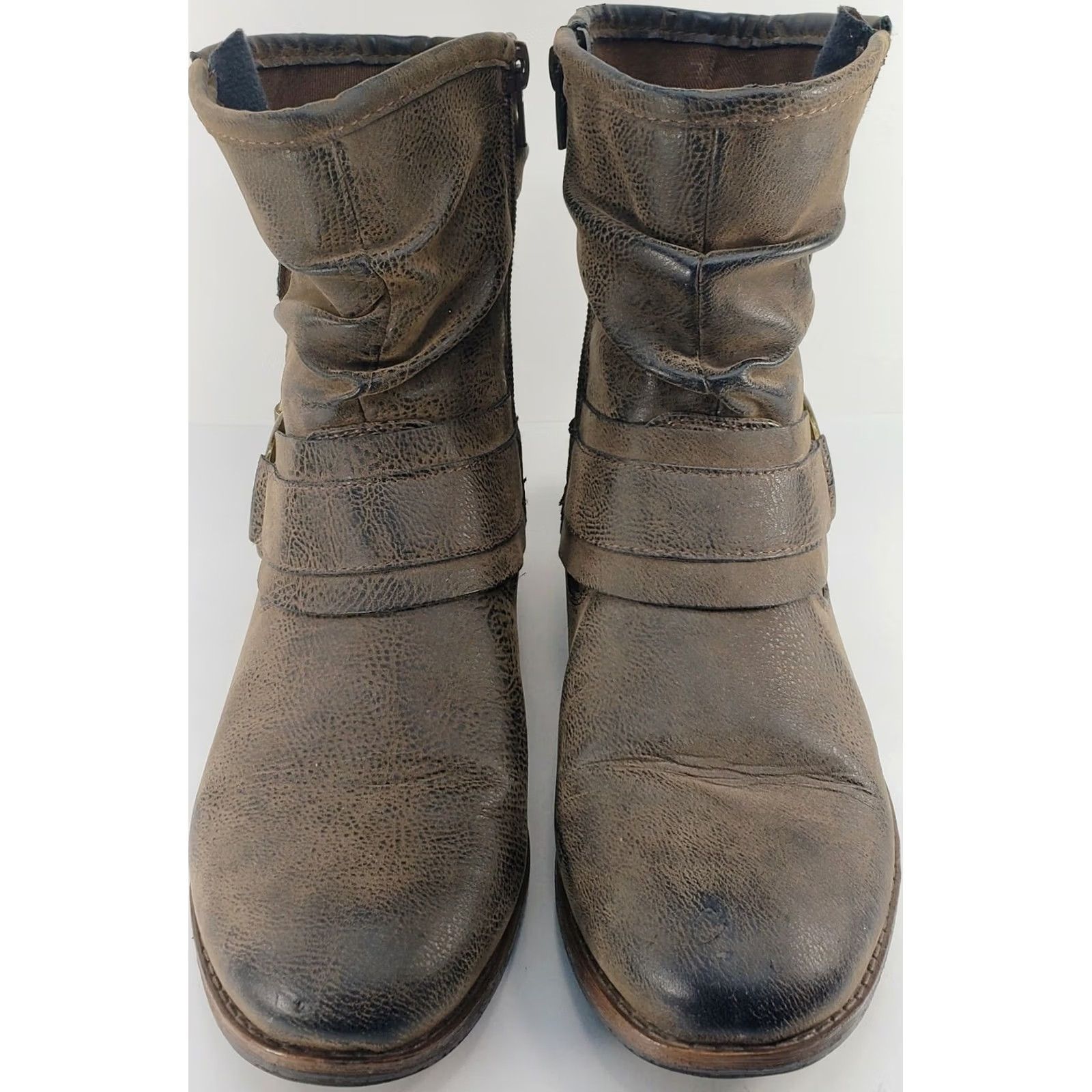 Vintage Crown Vintage Beauty Harness Slouch Boots - Womens Size 7.5M Brown - Distressed Bootie - Strap and - Size US 8 / IT 38 - 3 Thumbnail