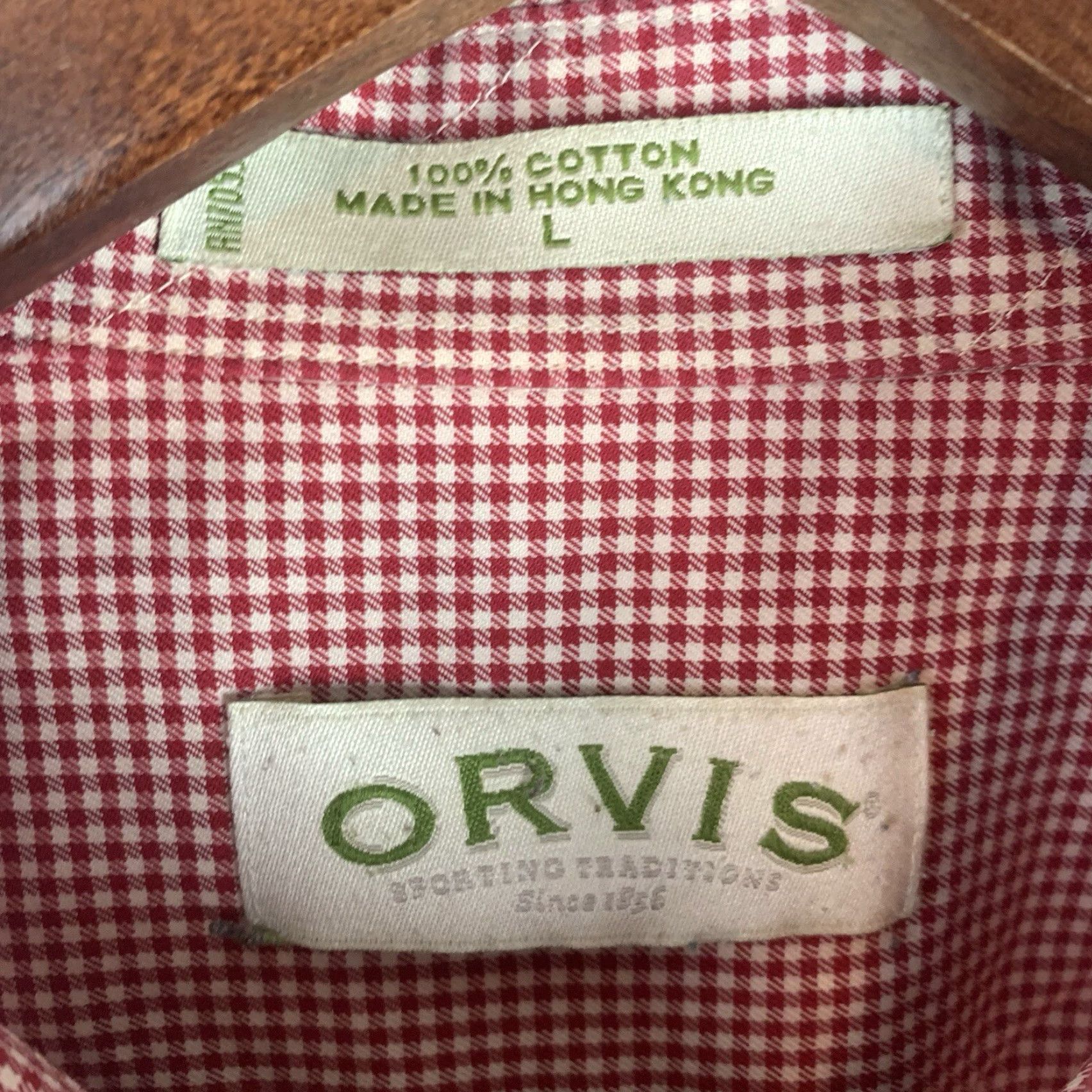 Orvis Orvis Shirt Mens Large Red Gingham Check Long Sleeve Button Down Cotton flaw Size US L / EU 52-54 / 3 - 4 Thumbnail