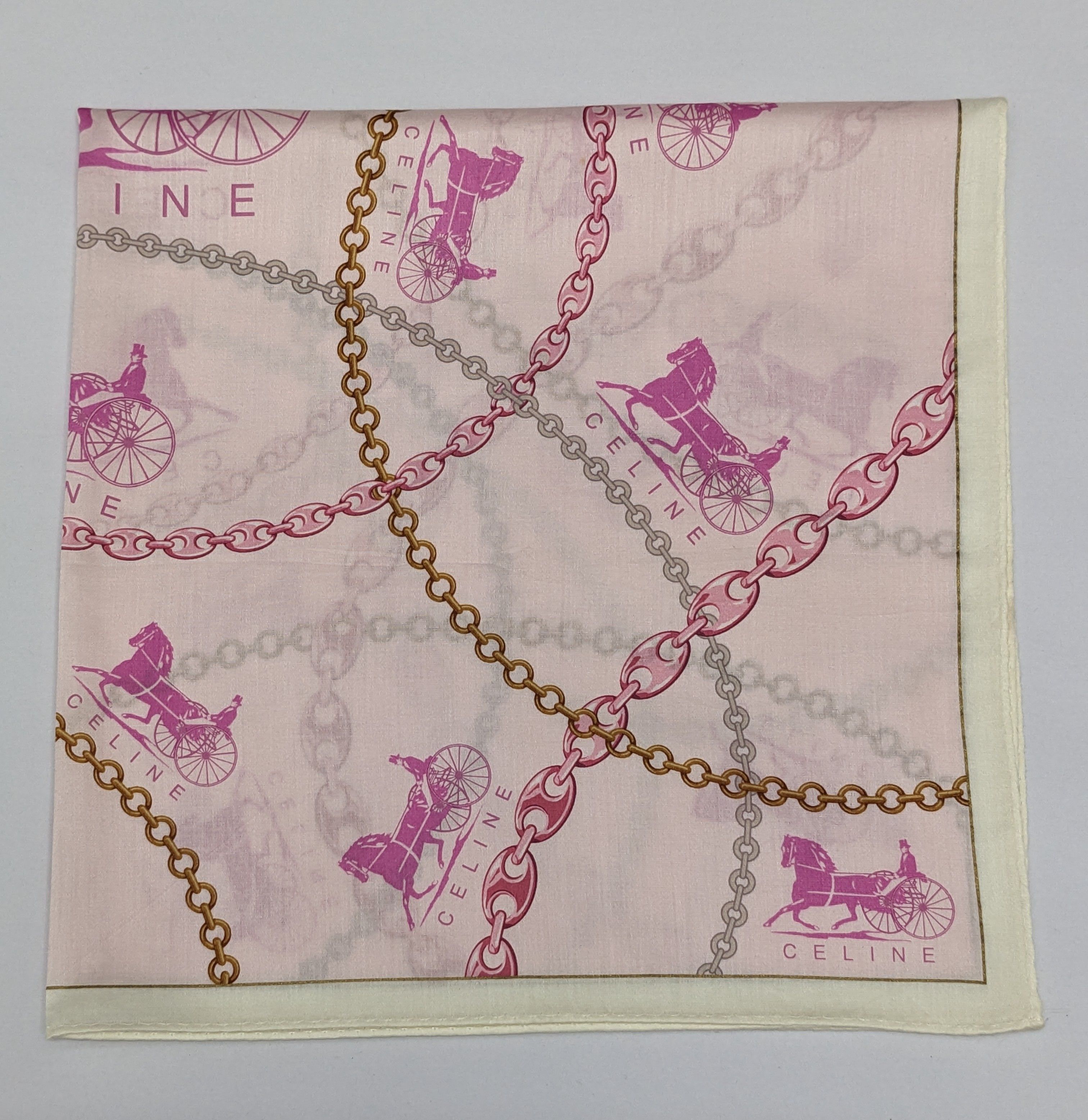 Celine CELINE Paris Handkerchief Pink Horse Carriage Sulky Chain Size ONE SIZE - 1 Thumbnail