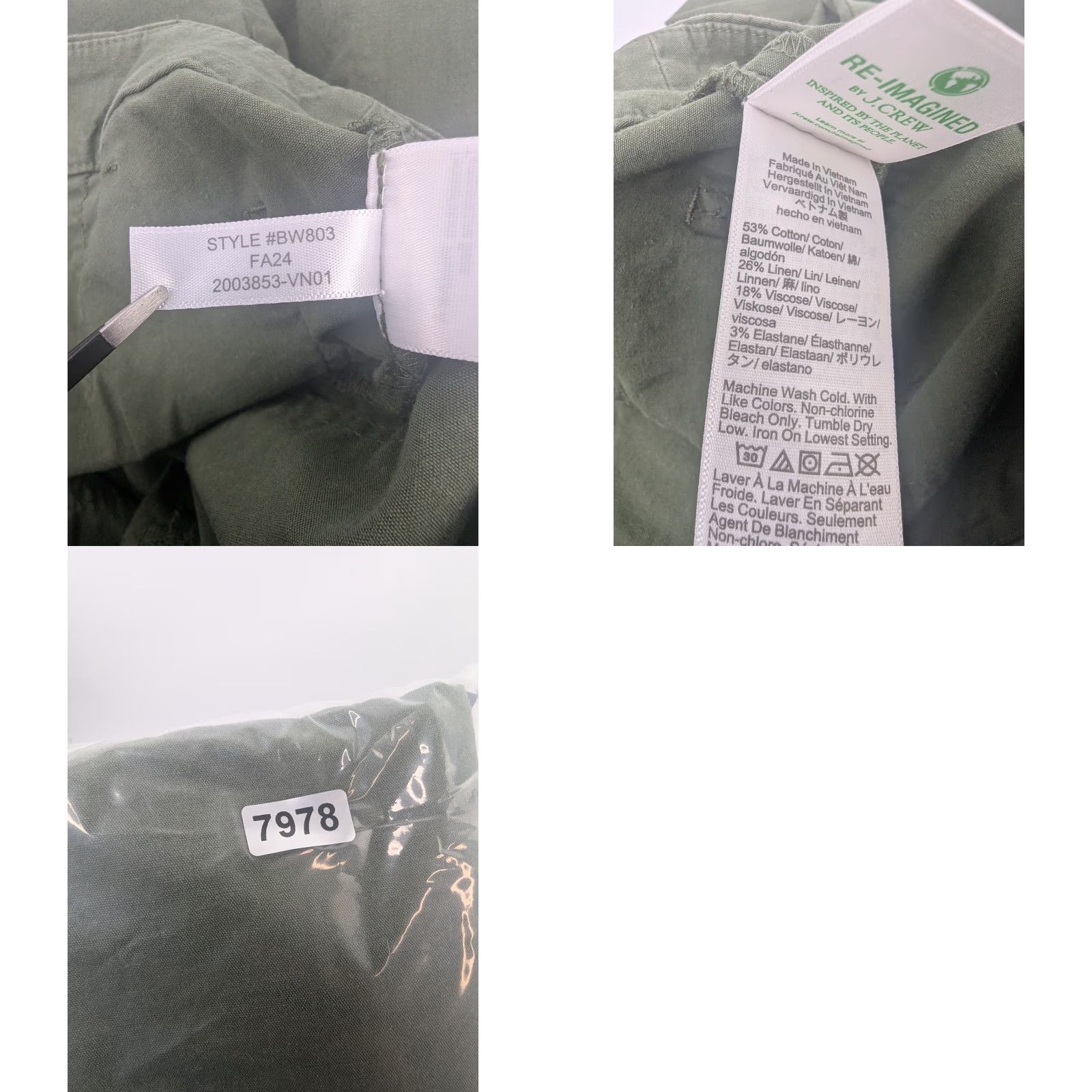 J.Crew J. Crew Pants Women's 28 Lizzie Wide Leg Olive Green Re-Imagined Utility Trouser Shirt? Size 28" / US 6 / IT 42 - 9 Thumbnail