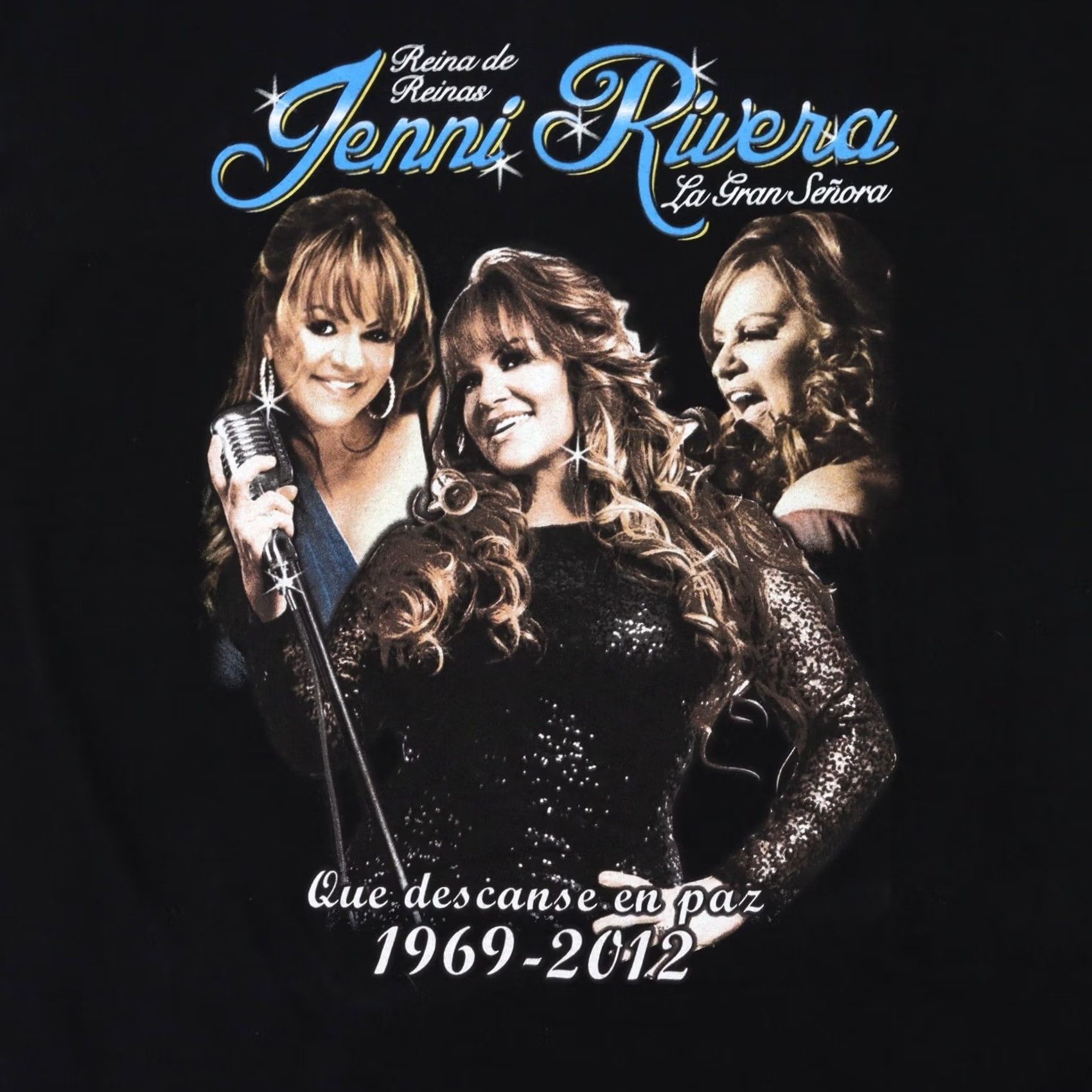 AAA Jenni Rivera Descanse En Paz RIP T-Shirt XL Men Black 1969-2012 Size US XL / EU 56 / 4 - 2 Thumbnail