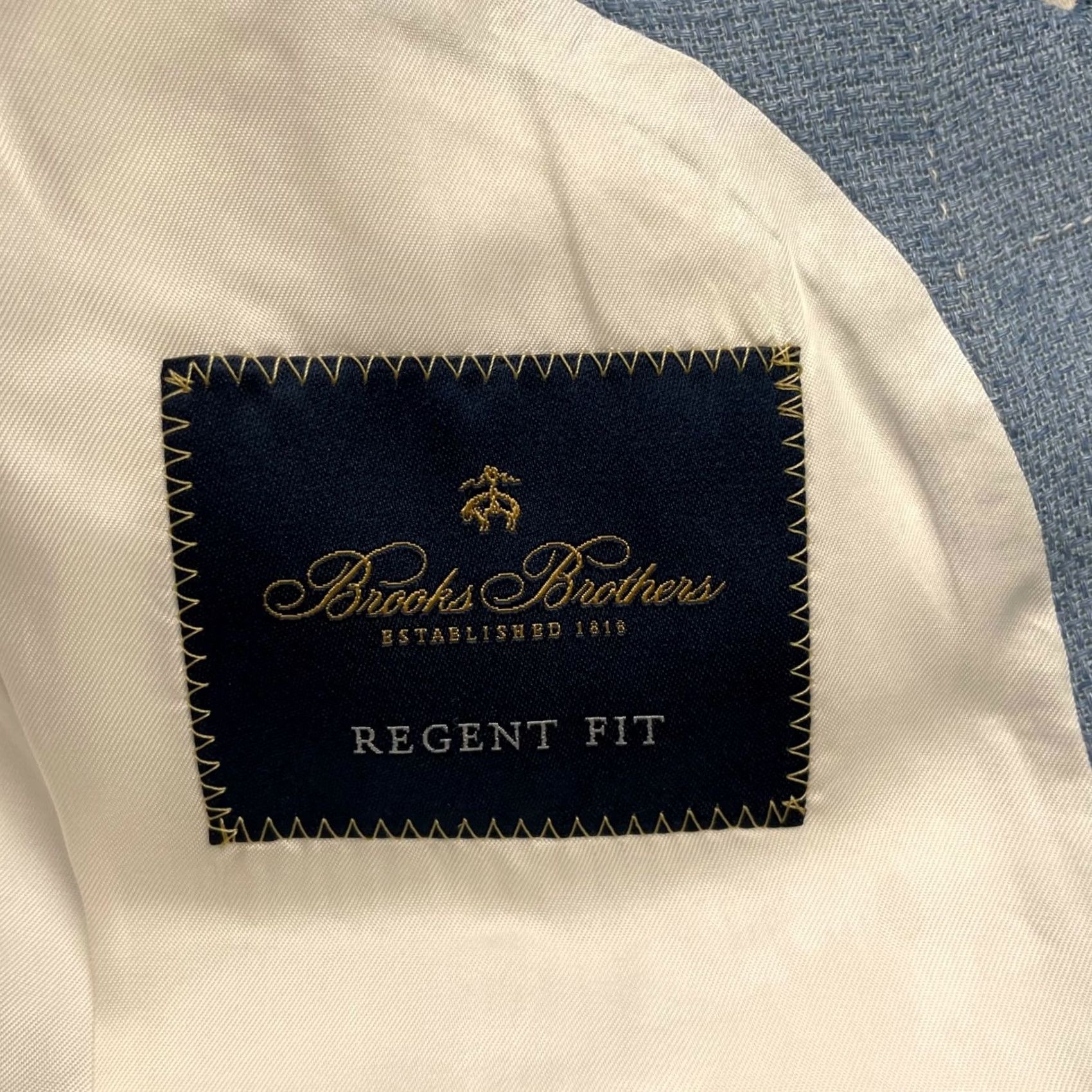 Brooks Brothers Brooks Brothers Men's Regent Linen Blazer Blue Windowpane Plaid • 44R Jacket Blazer Two-Button Short NOTCH Lapel Regular Fit Mens Size 44R - 5 Thumbnail