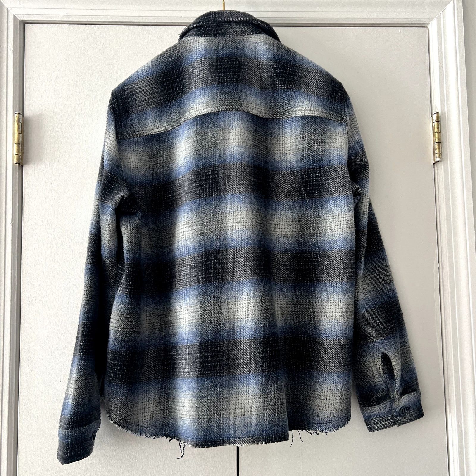L'AGENCE L'AGENCE Angelica Plaid Shirt Jacket Blue Wool Blend Size L Size L / US 10 / IT 46 - 8 Thumbnail