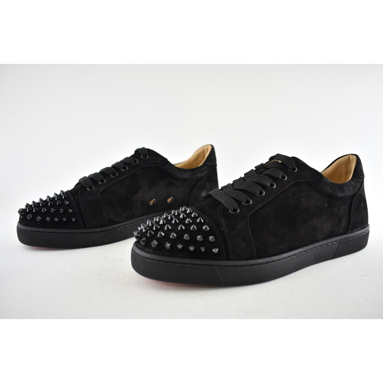 Christian Louboutin Vieira Spikes Flat Black Suede Lace Up Low Top Sneaker 40.5 Size US 10.5 / IT 40.5 - 9 Thumbnail