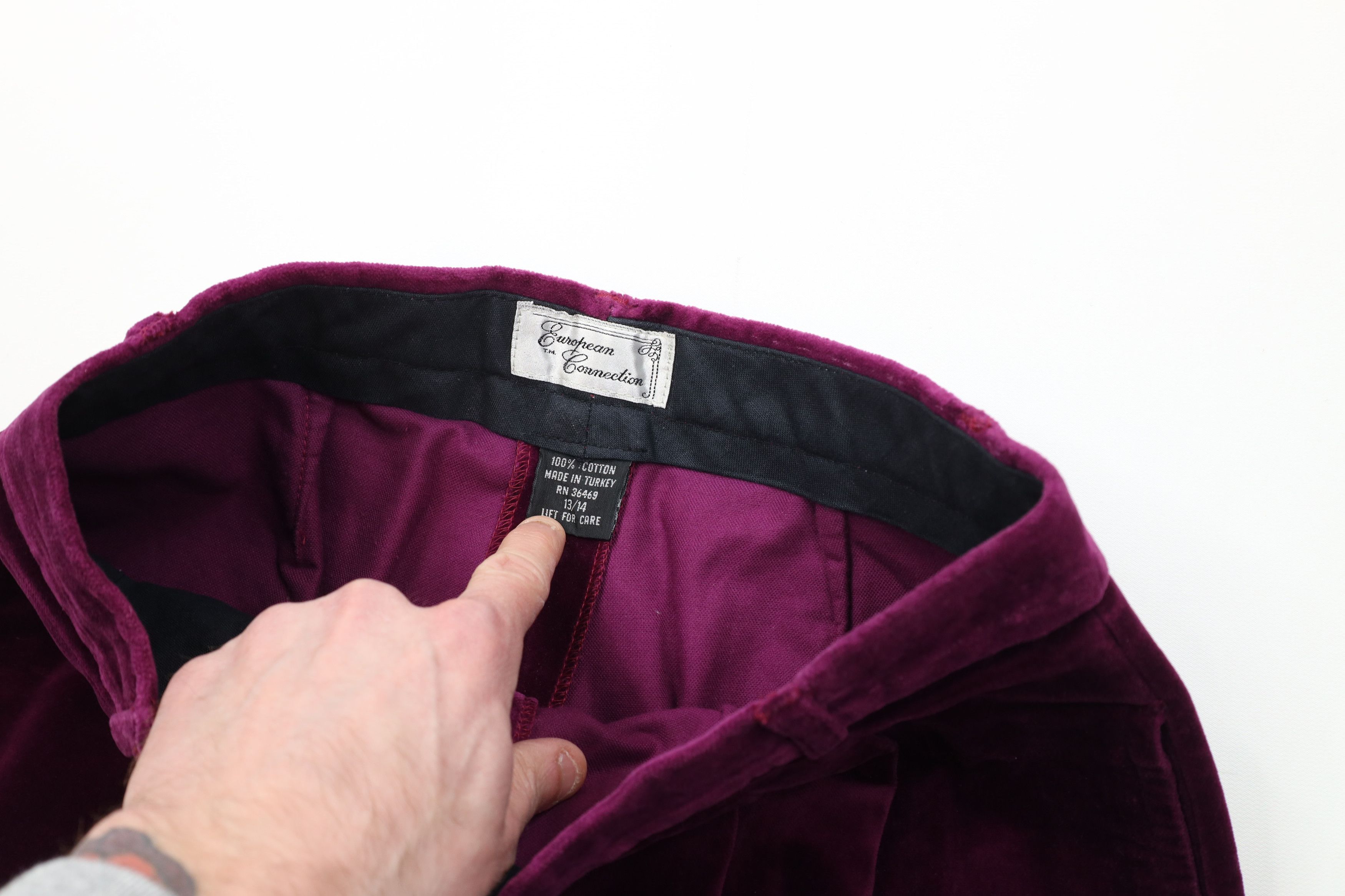 Vintage Vintage 90s Streetwear Wide Leg Velvet Velour Pants Purple Size 36" / US 14 / IT 50 - 9 Thumbnail