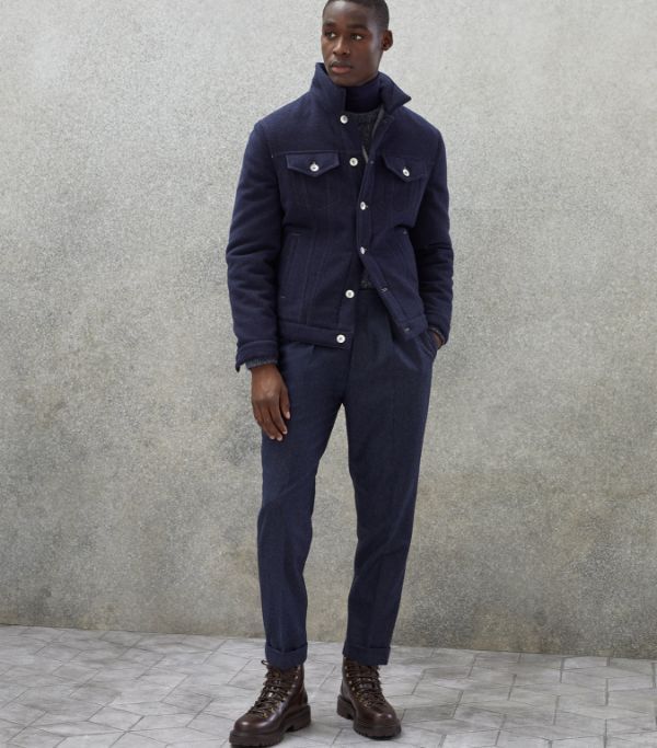 Brunello Cucinelli o1w1db10924 Rev Wr Cash Outerwear in Medium Blue Size US XS / EU 42 / 0 - 2 Thumbnail