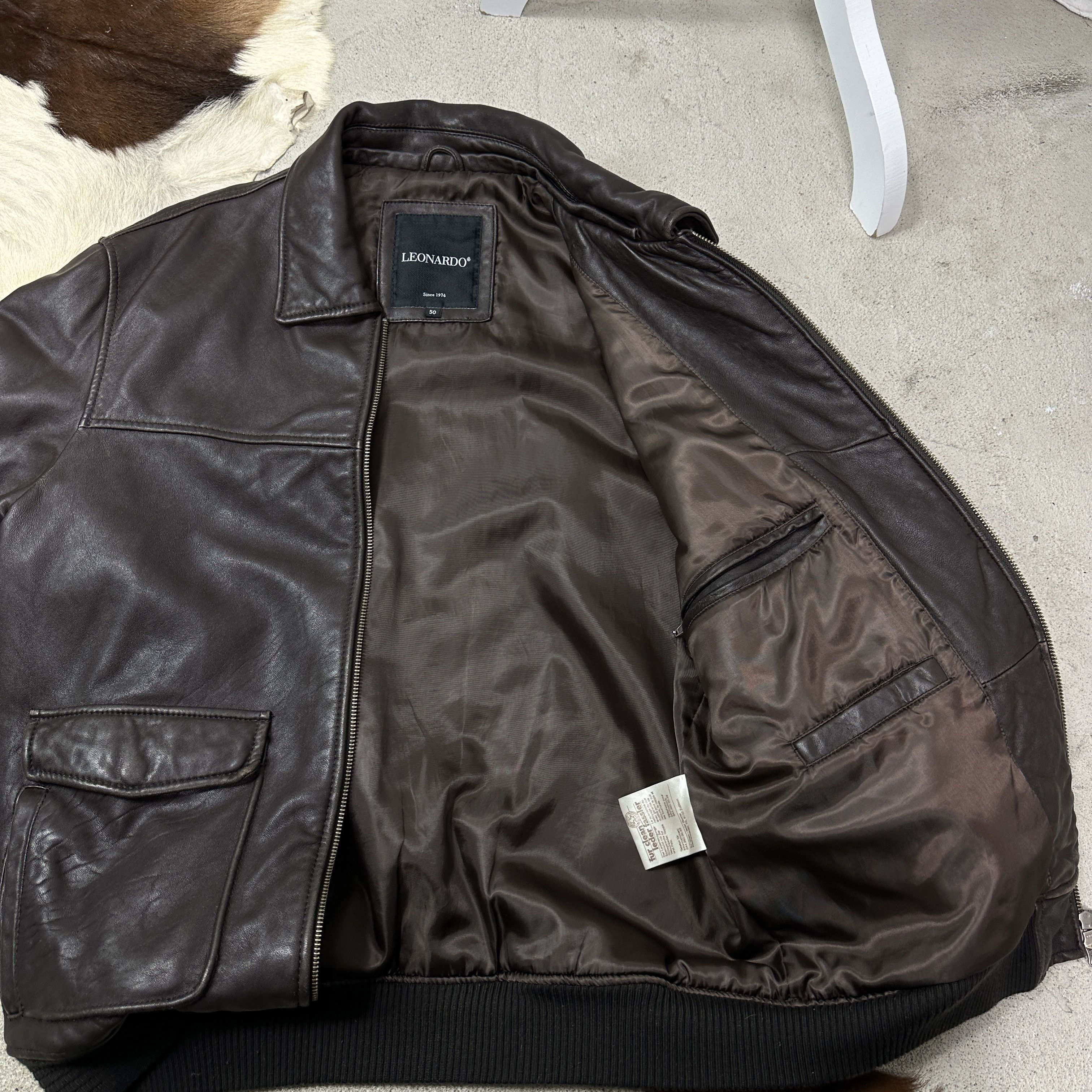 Vintage Vintage Leather Biker Moto Pilot Bomber Jacket 00s Size US L / EU 52-54 / 3 - 4 Thumbnail