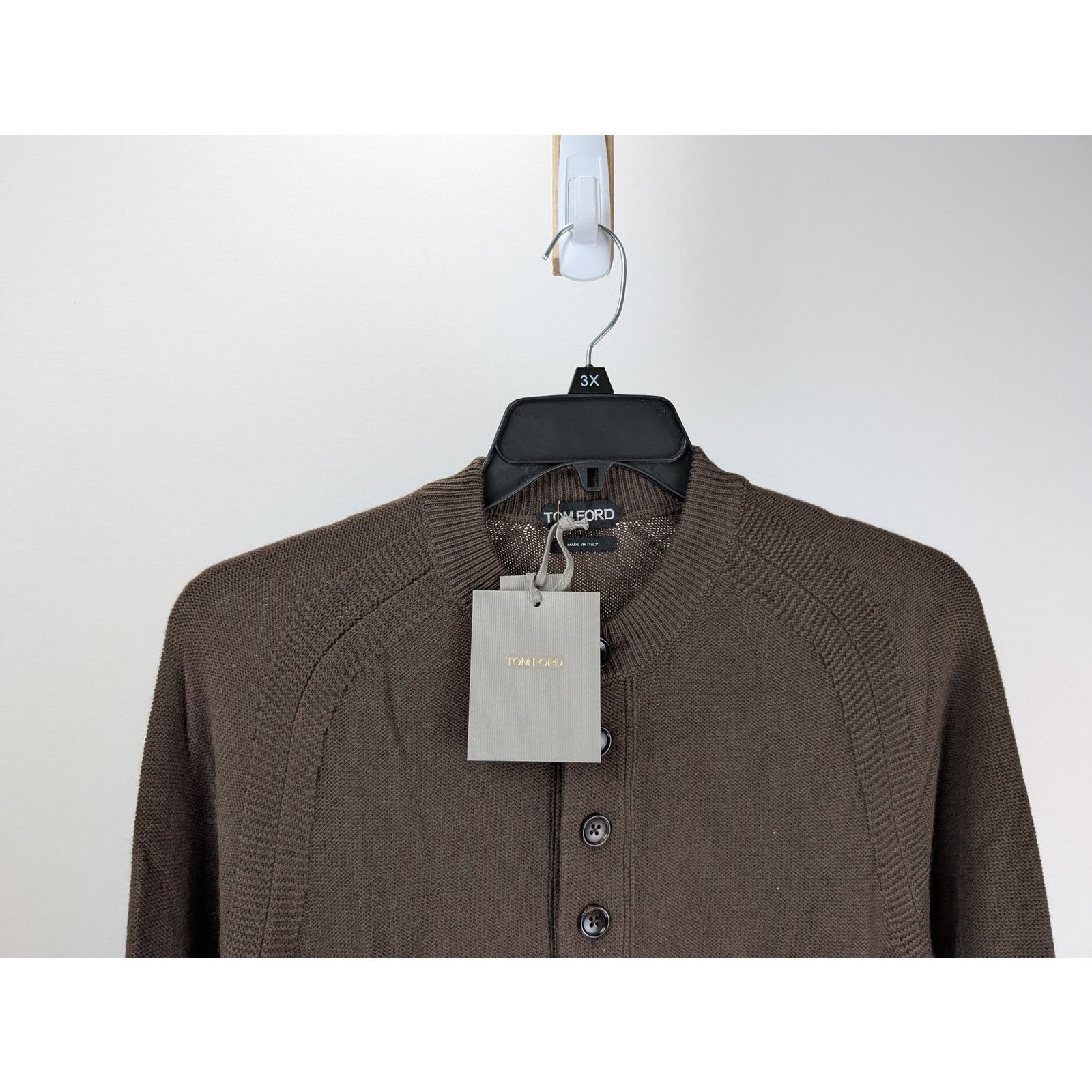 Tom Ford o1rshd1 CC20 Henley Knitwear Sweatshirt in Brown Size US M / EU 48-50 / 2 - 2 Thumbnail