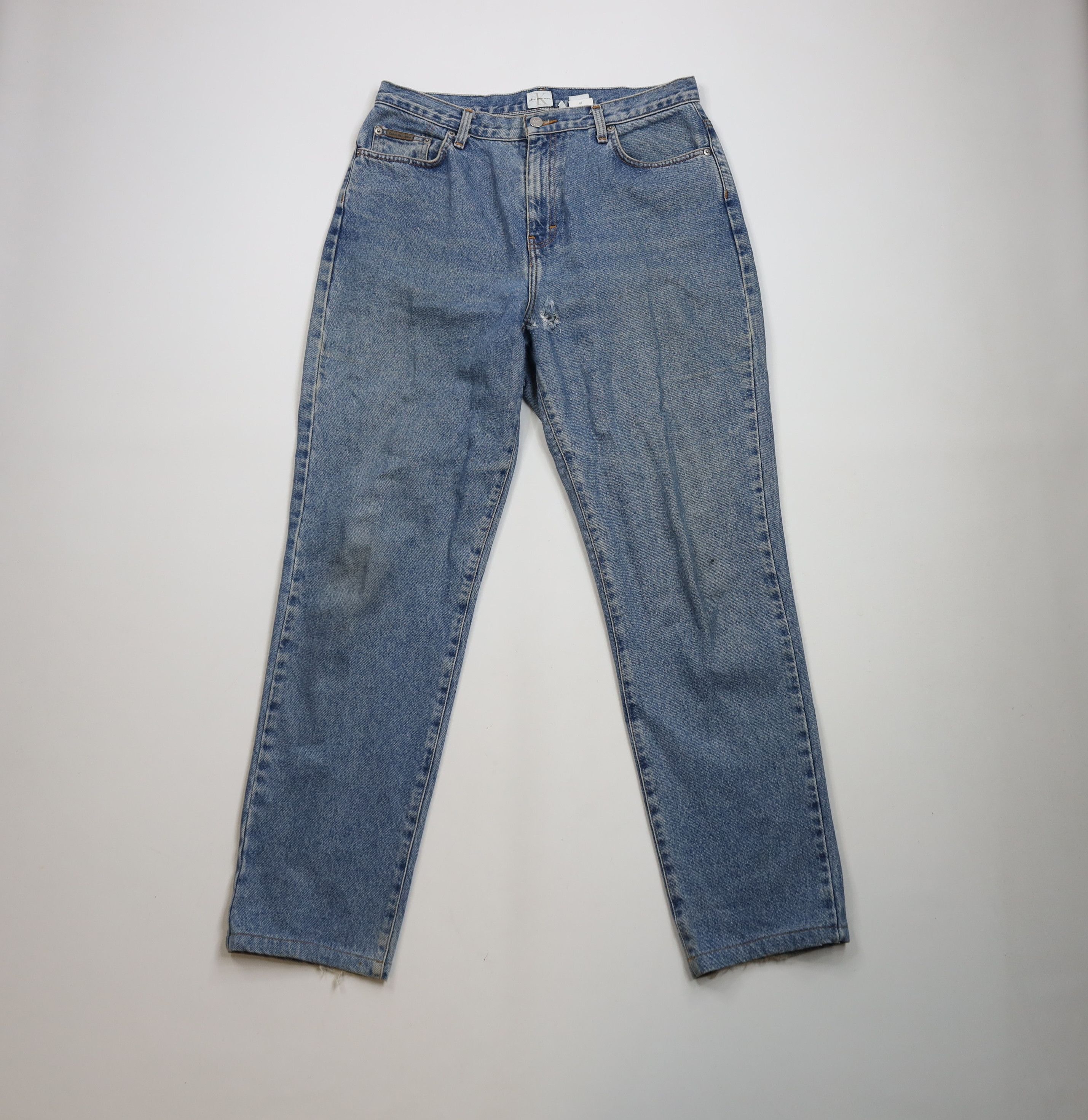 Calvin Klein × Vintage Vintage 90s Calvin Klein Spell Out Straight Leg Denim Jeans Size 36" / US 14 / IT 50 - 1 Thumbnail