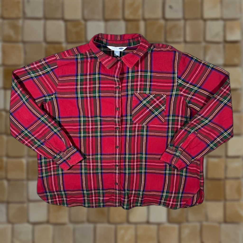 Old Navy Old Navy The Classic Shirt Red Check Long Sleeve Flannel Cotton Shirt Womens XXL Shirt Size XXL / US 16-18 / IT 52-54 - 1 Thumbnail