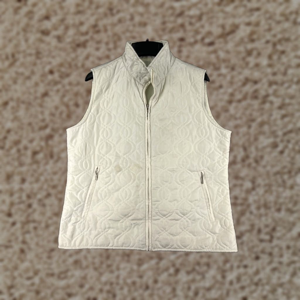 Northern Reflections Northern Reflections Vest Womens Medium Ivory Full Zip Polyester Quilted Pockets Size M / US 6-8 / IT 42-44 - 1 Thumbnail