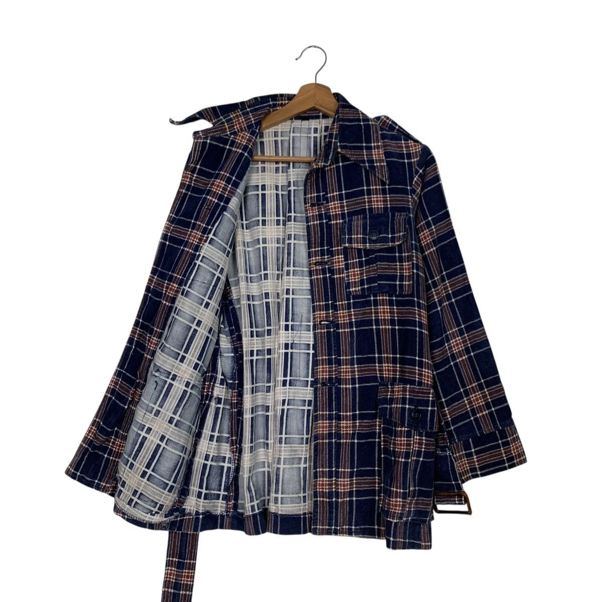 Japanese Brand VANBON & V-ROLA Checked Belted Flannel Shirt #2924-C132 Size US L / EU 52-54 / 3 - 9 Thumbnail