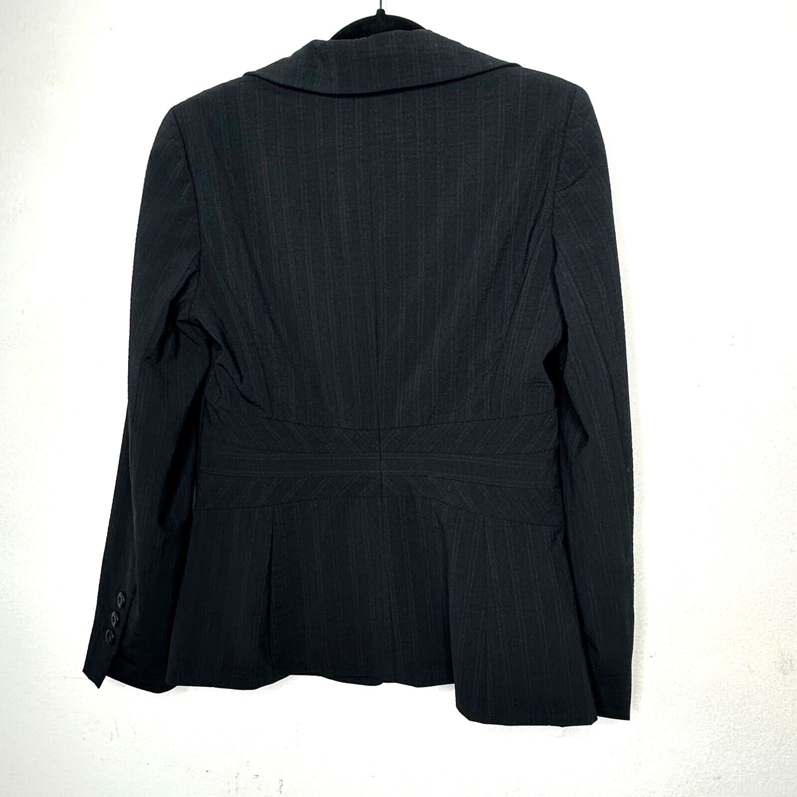 Other Classiques Navy Blue Pinstripe Peplum Waist Wool Blazer 10 Size L / US 10 / IT 46 - 11 Thumbnail