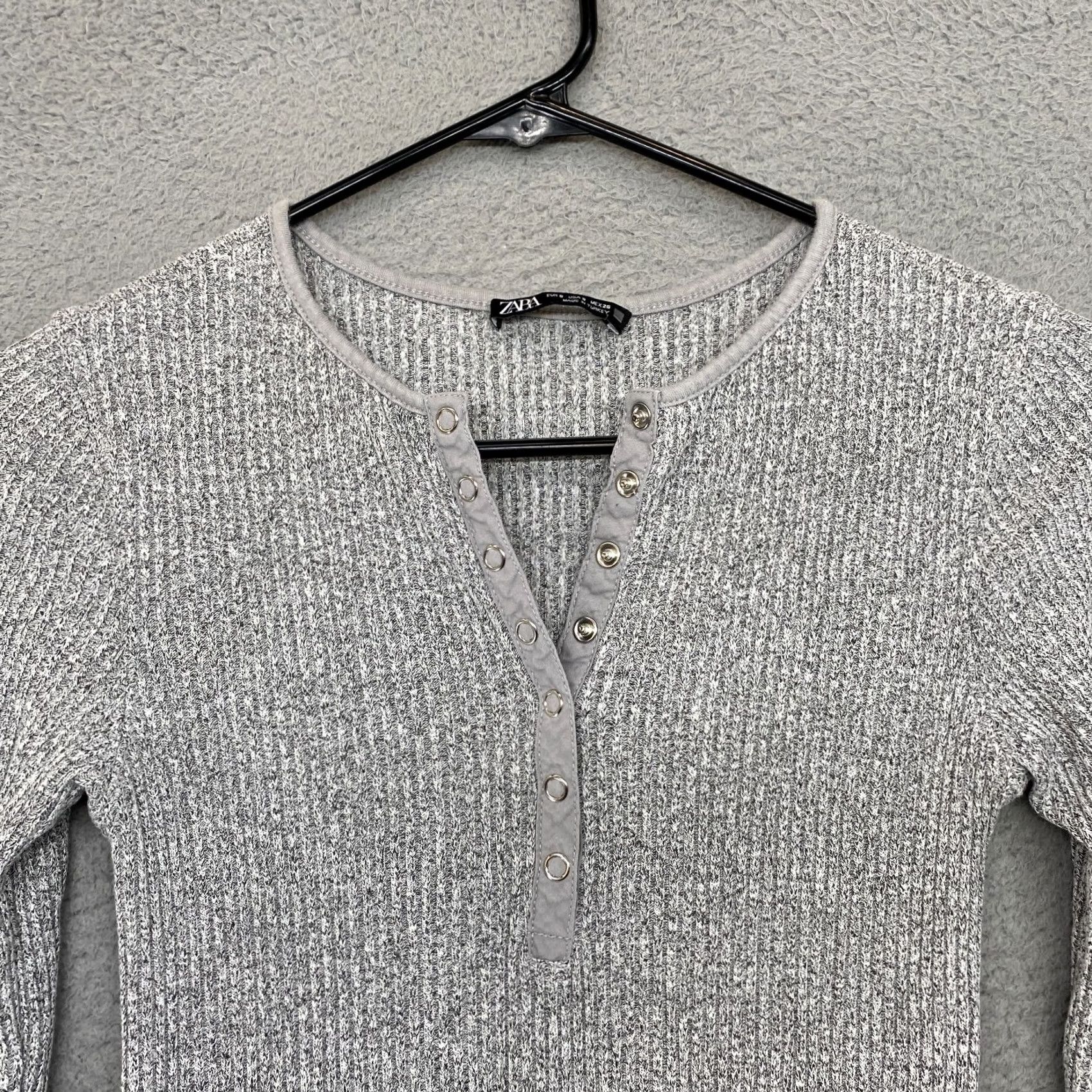 Zara Zara Midi Dress Womens Small Ribbed Henley Bodycon Blogger Neutral Gray Classic Size S / US 4 / IT 40 - 4 Thumbnail