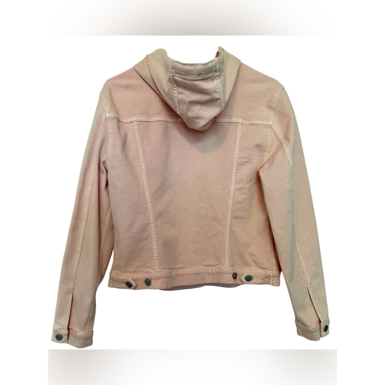 Loft LOFT Hooded Jean Jacket in Light Blush Pink Size M / US 6-8 / IT 42-44 - 2 Thumbnail