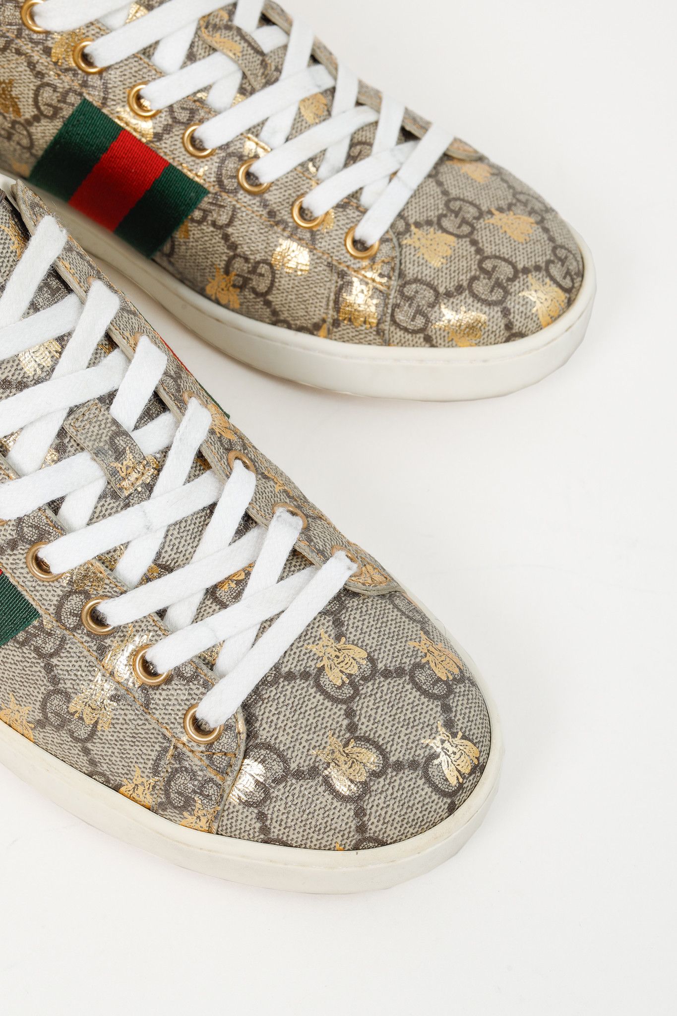 Gucci Gucci Womens Ace GG Logo Supreme Golden 'Bees' Trainers Size US 7 / IT 37 - 6 Thumbnail