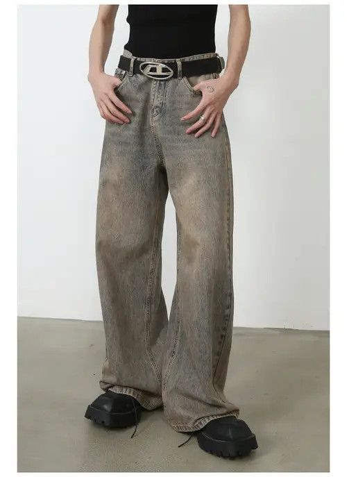 Japanese Brand × Jean American men's loose distressed oversize vintage jeans Size US 34 / EU 50 - 1 Thumbnail
