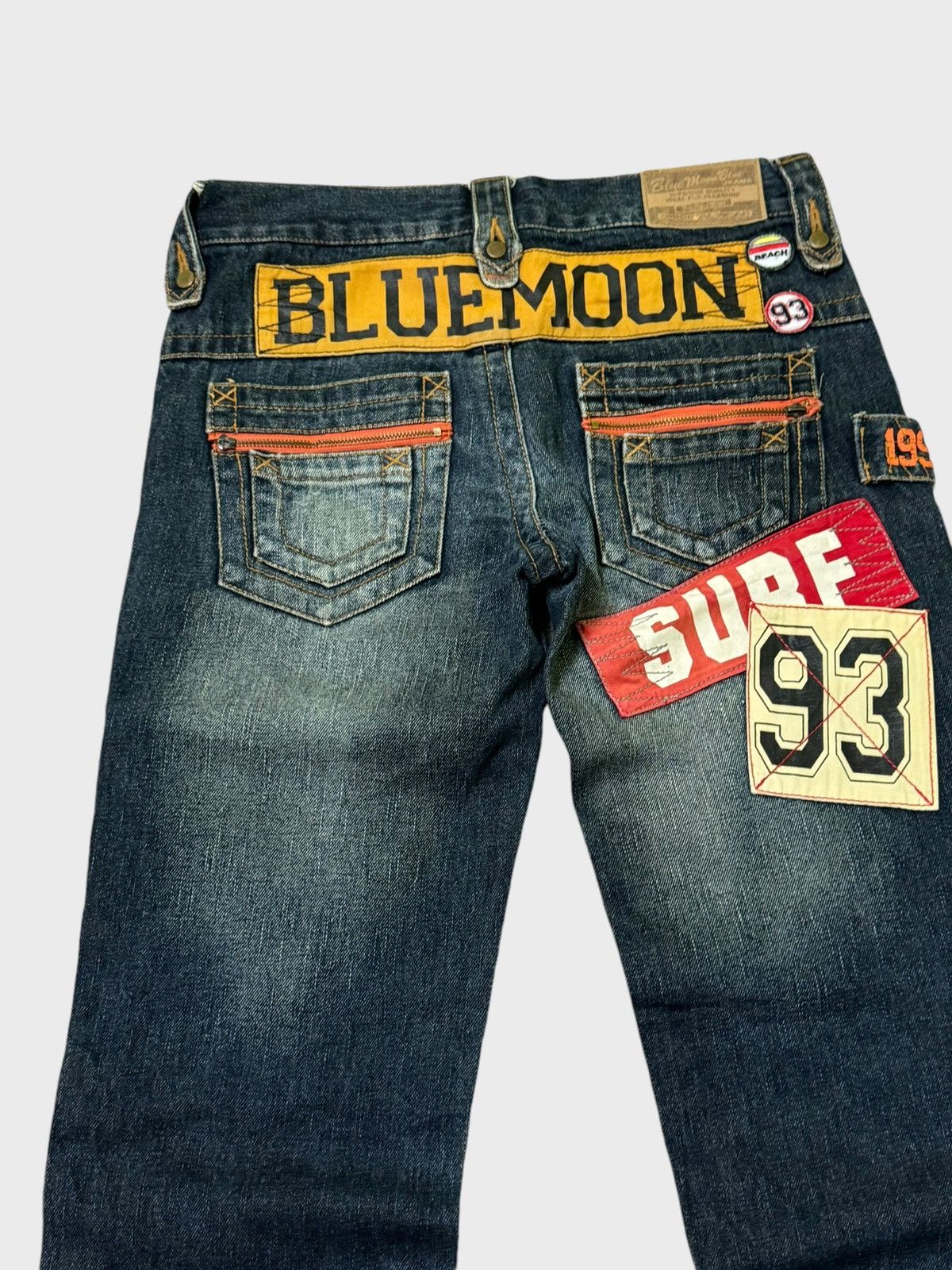 Japanese Brand Vtg BLUE MOON BLUE Surf Style Patches Denim Pant Size US 30 / EU 46 - 9 Thumbnail