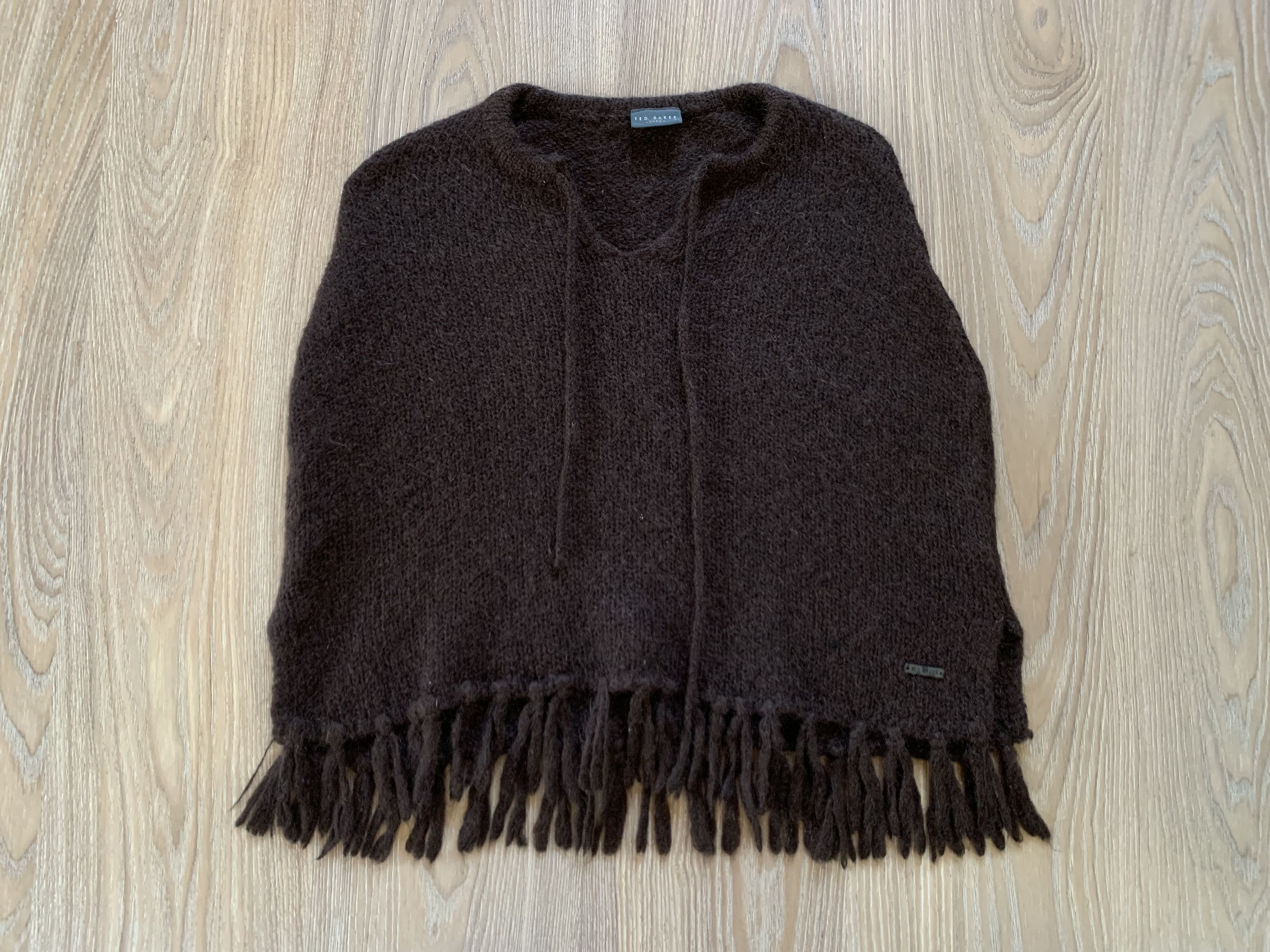 Ted Baker Ted Baker London Mohair Wool Brown Fringe Poncho Size XXS / US 00 / IT 34 - 2 Thumbnail