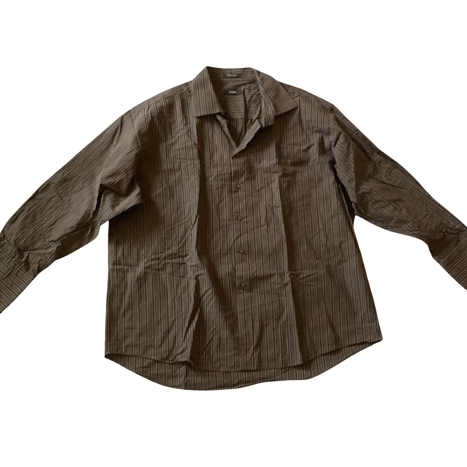 Alfani Alfani Brown Vertical Stripes Shirt Size US XL / EU 56 / 4 - 2 Thumbnail