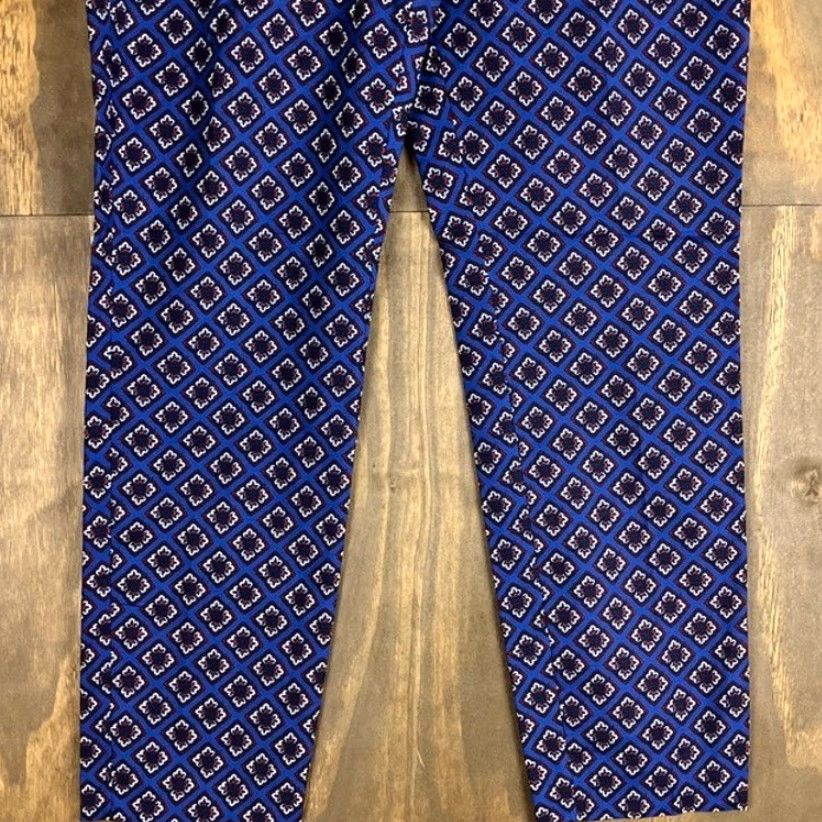 Express Express Womens Pants Blue Multicolored Columnist Mid Rise Stretch 8 R Size 30" / US 8 / IT 44 - 3 Thumbnail