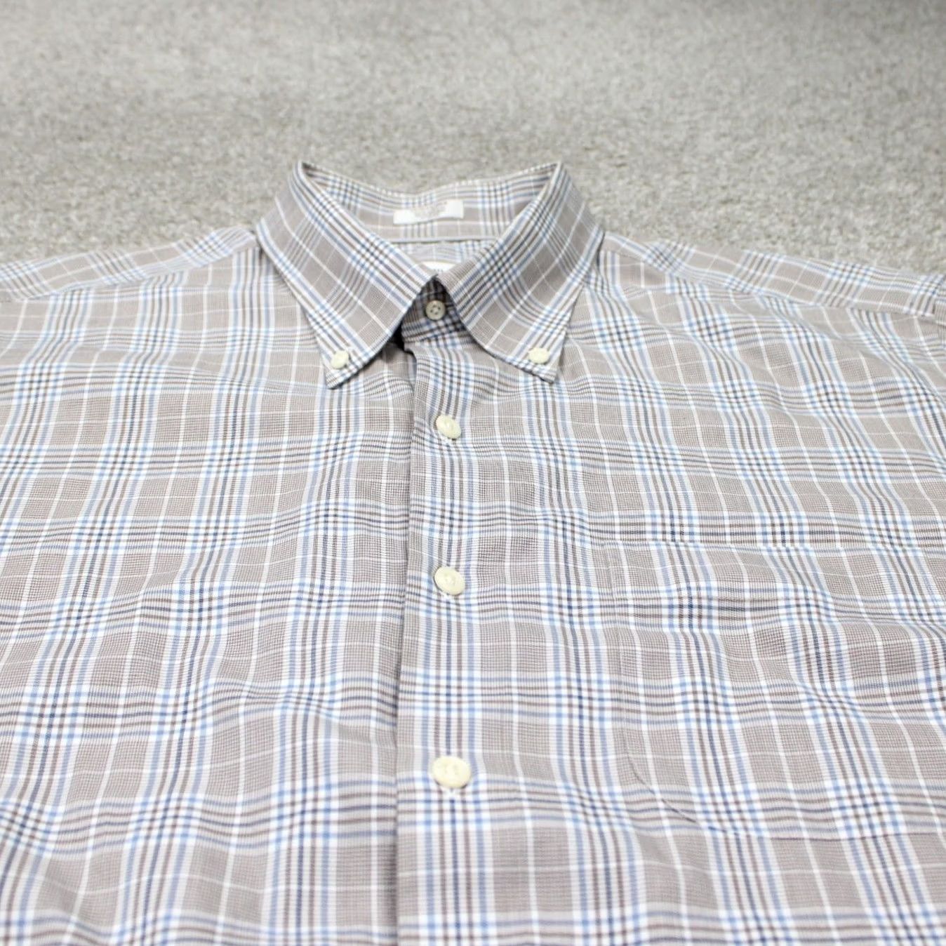 Peter Millar Peter Millar Shirt Mens XL Brown/Blue/White 100% Cotton Long Sleeve Button Down Shirt Size US XL / EU 56 / 4 - 5 Thumbnail