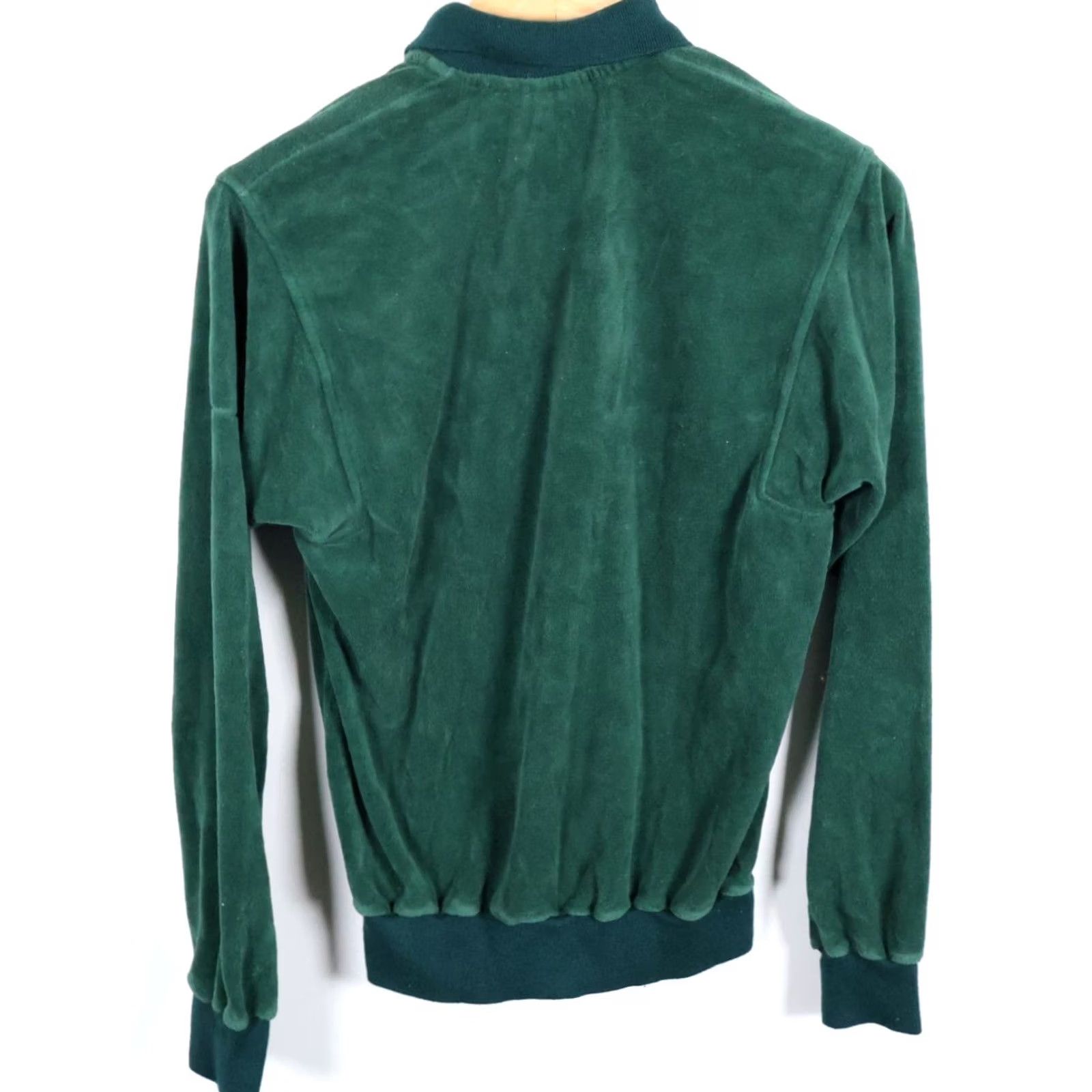 Velour Probe Velour Polo Shirt Mens M Dark Green 80s Long Sleeve Retro VTG Vintage Velour Collared Snap Button Pullover Casual Shirt Size US M / EU 48-50 / 2 - 2 Thumbnail