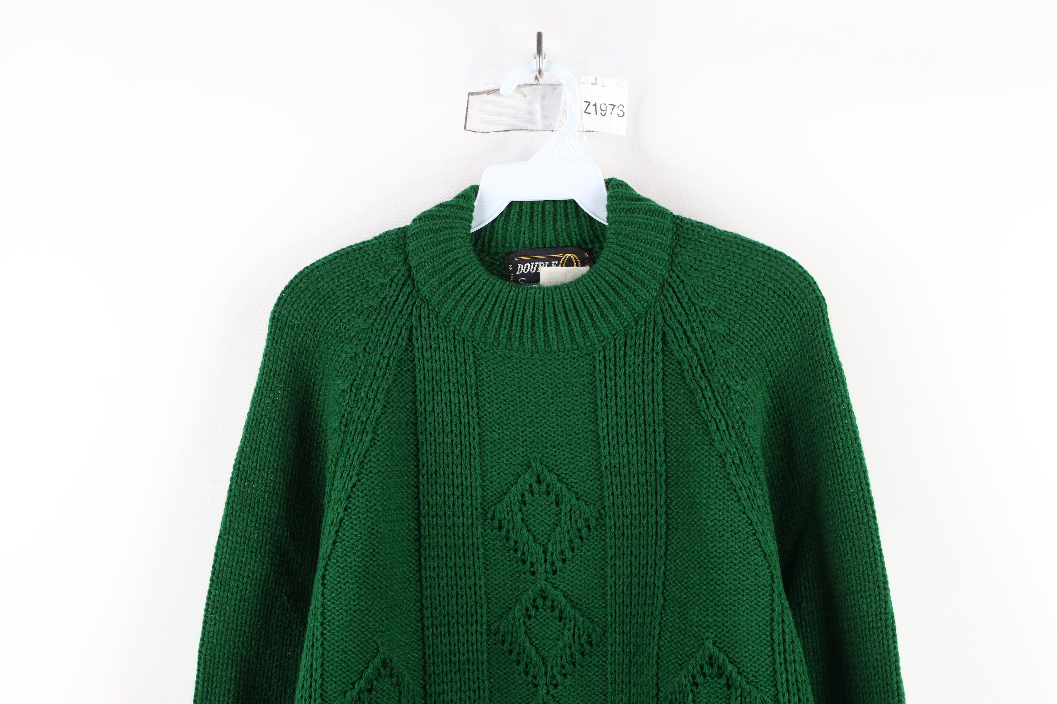 Vintage Vintage 70s Streetwear Ribbed Geometric Knit Sweater Green Size US L / EU 52-54 / 3 - 2 Thumbnail