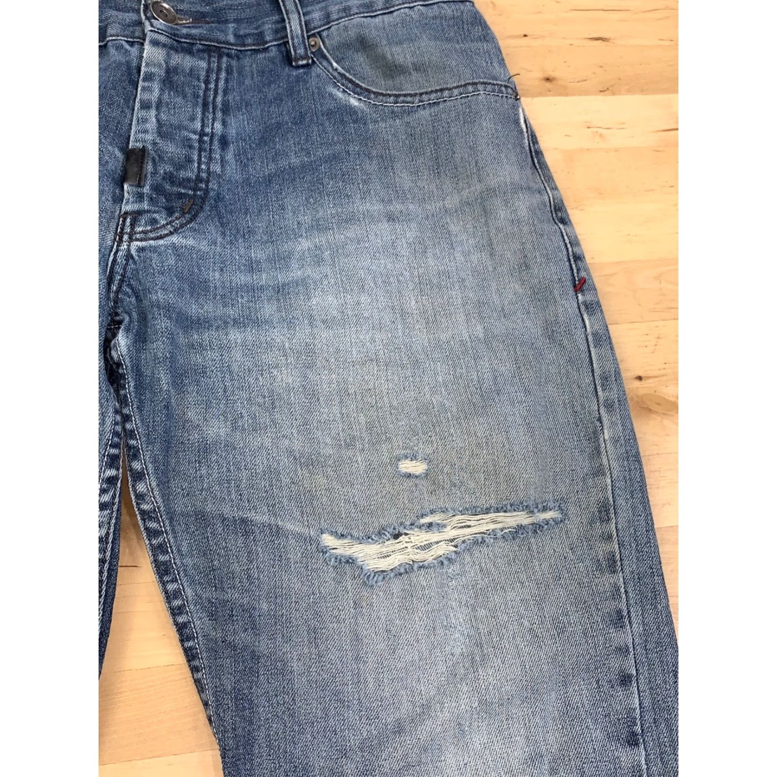Denime LRG Jeans Denim Straight Jeans Mens 34x29 Blue Denim Dusted Medium Wash Pockets Easy Care 12092 Regular Fit Size US 34 / EU 50 - 7 Thumbnail