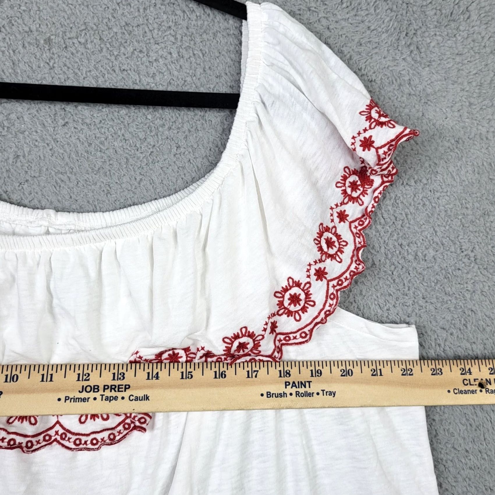 Vintage Lane Bryant Women’s white Ruffle off the shoulder knit top Size 22/24 NEW Size 3XL / US 20-22 - 5 Thumbnail