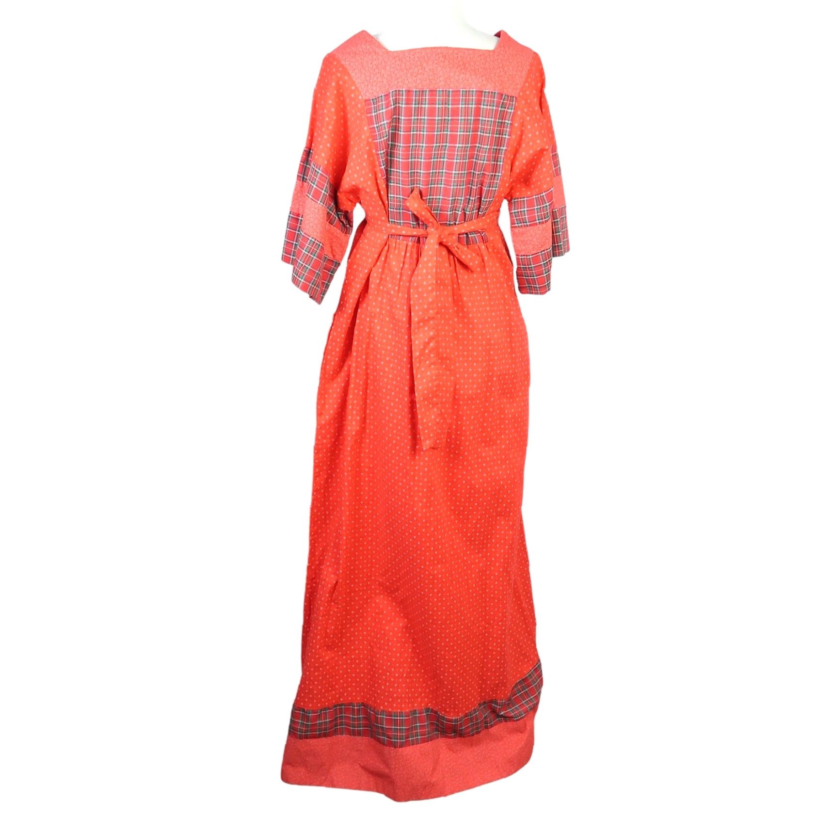 Vintage VINTAGE Brass Plum Maxi Dress 80s Red Plaid Floral Prairie 13 Cotton Bohemian Size 13 Women Size XL / US 12-14 / IT 48-50 - 4 Thumbnail