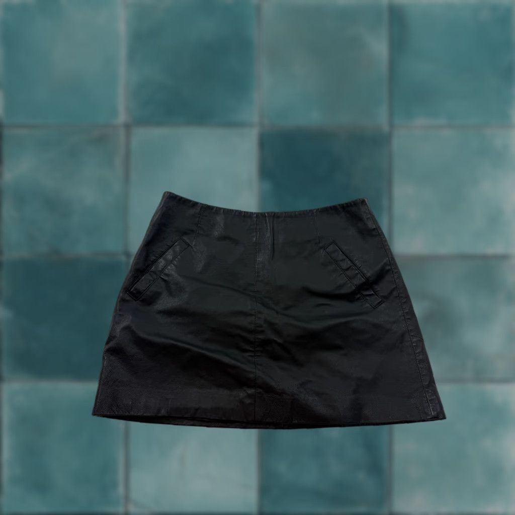 BB Dakota BB Dakota Skirt Womens 8 Black Leather Mini Lined Pockets Back Zip A-Line Size 30" / US 8 / IT 44 - 1 Thumbnail
