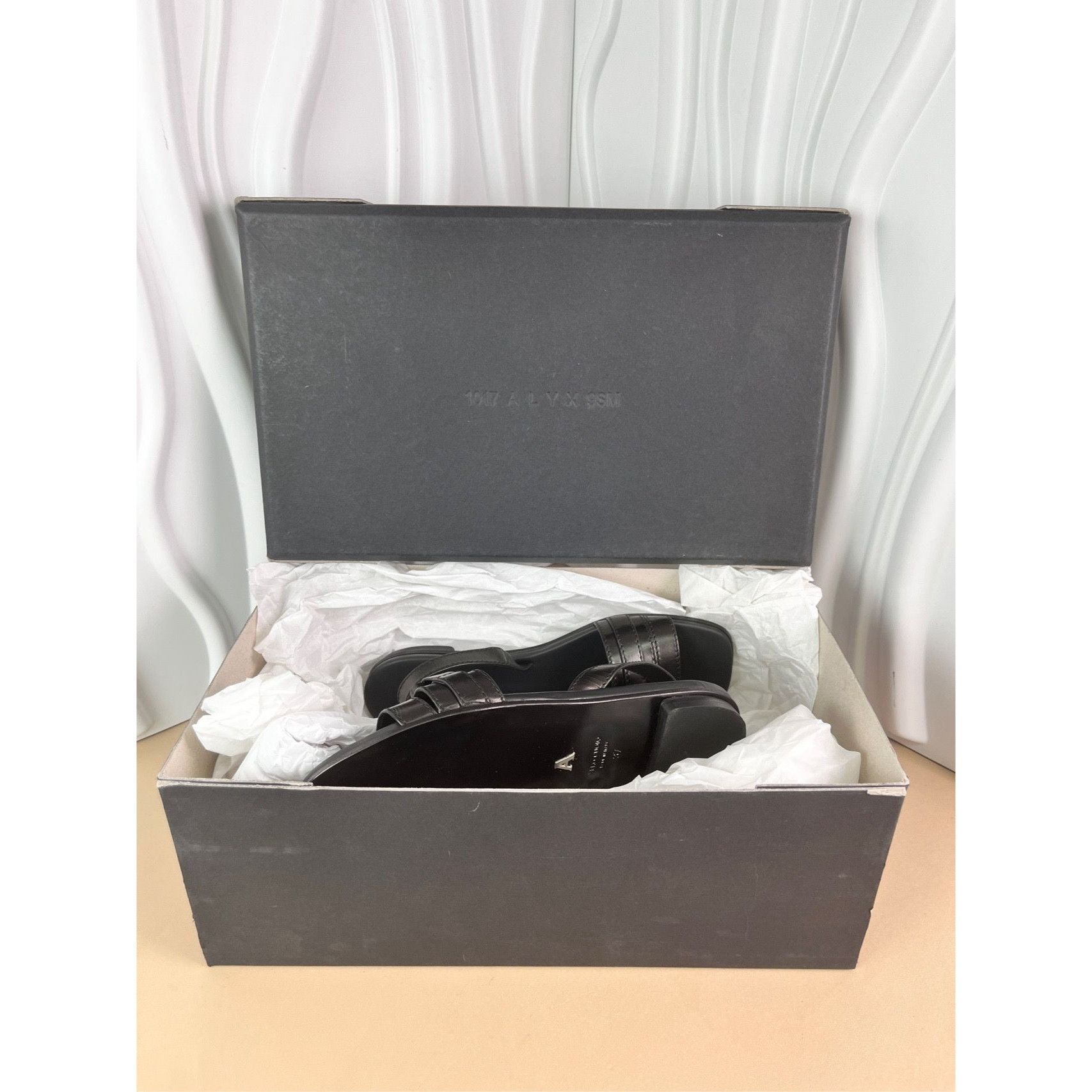 Alyx 1017 Alyx 9SM Black Flat Sandals With Buckle Square Toe Vero Size US 7 / IT 37 - 4 Thumbnail