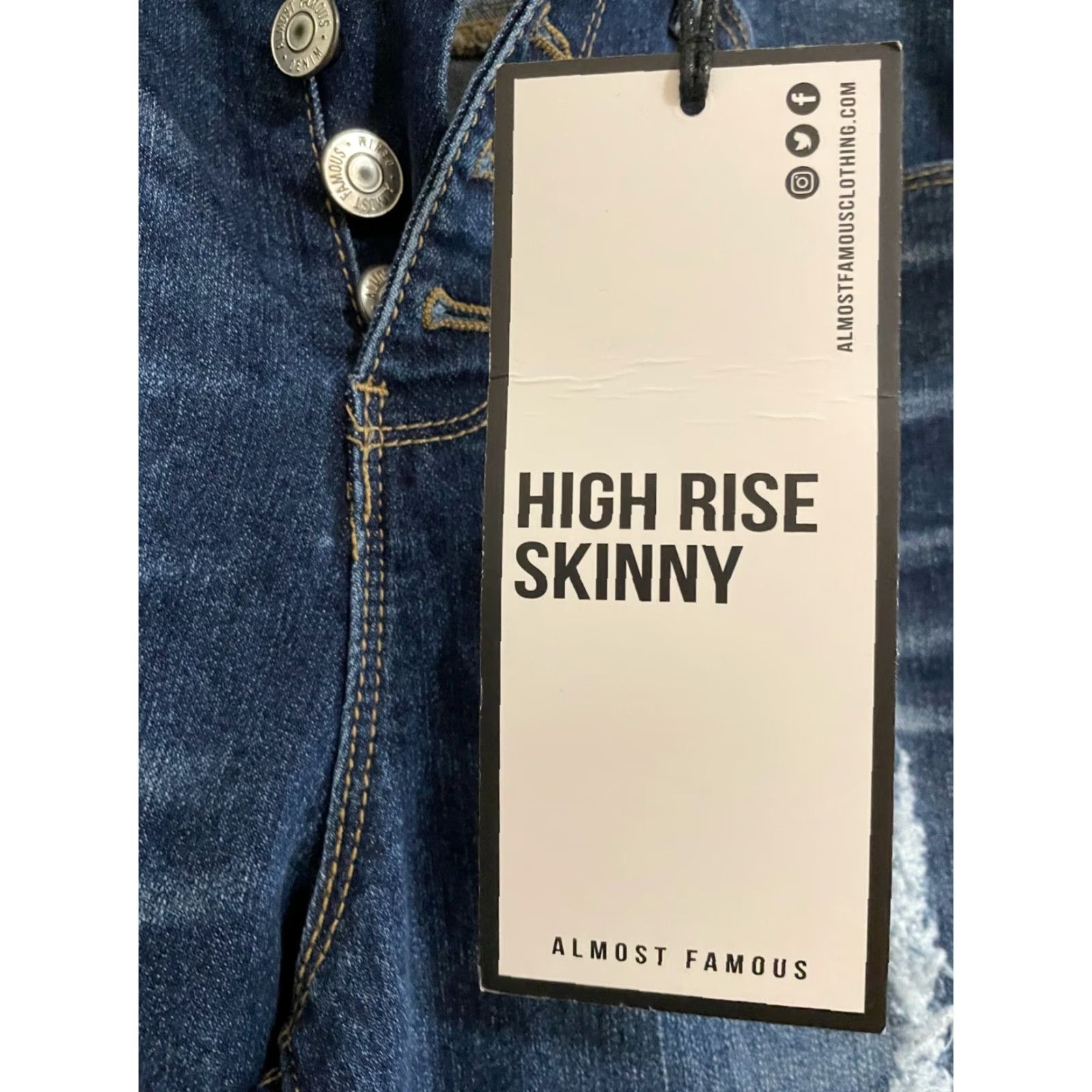 Vintage Nwt Almost Famous High Rise Skinny Jeans Size 7 Blue Size 28" / US 6 / IT 42 - 2 Thumbnail