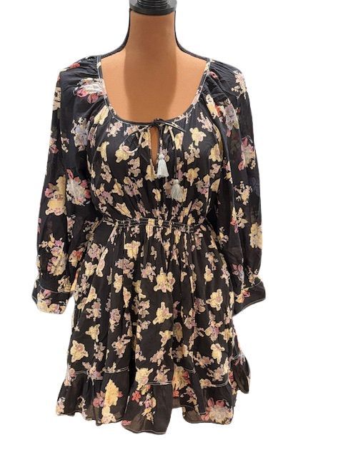 Free People Free People “Camella” Floral Mini Dress in Black Size M / US 6-8 / IT 42-44 - 2 Thumbnail