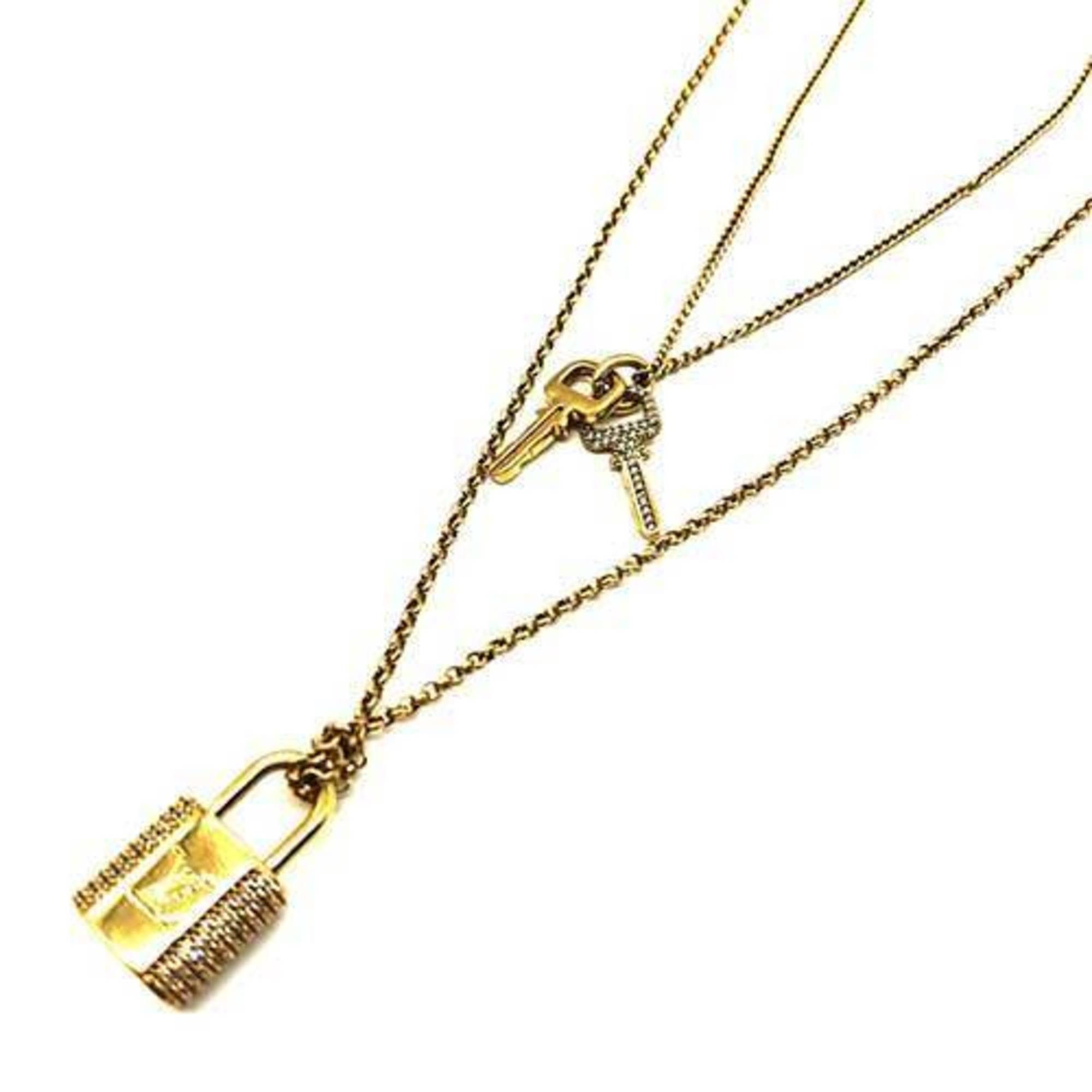 Louis Vuitton Louis Vuitton LV Padlock Necklace M01593 Gold Rhinestone Women's LOUIS VUITTON Size ONE SIZE - 1 Thumbnail