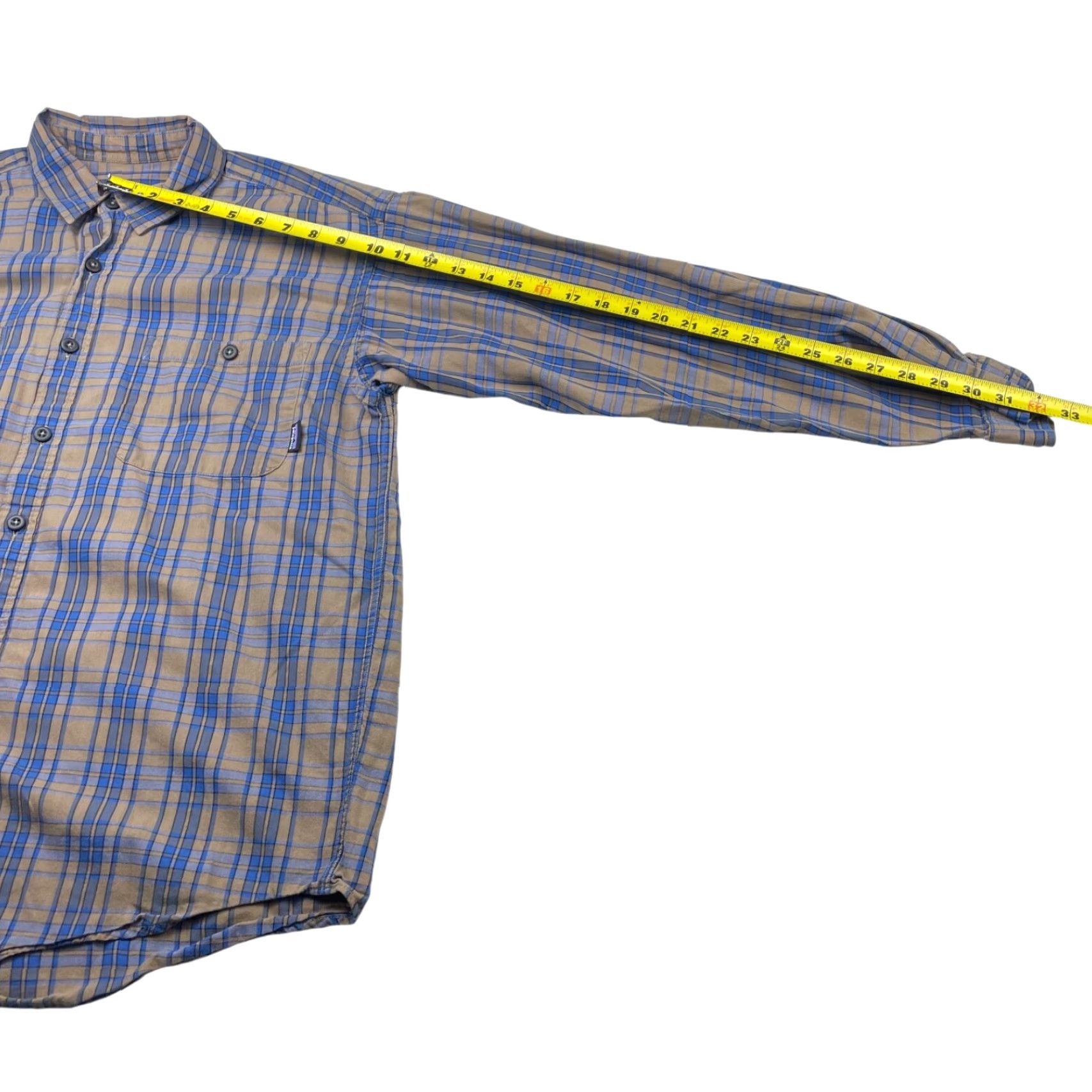 Patagonia Patagonia Men’s Work Shirt Blue/Tan Plaid L/S 100% Organic Cotton Medium Chest Pockets Button-Up Casual Regular Tailored Mens Size US M / EU 48-50 / 2 - 5 Thumbnail