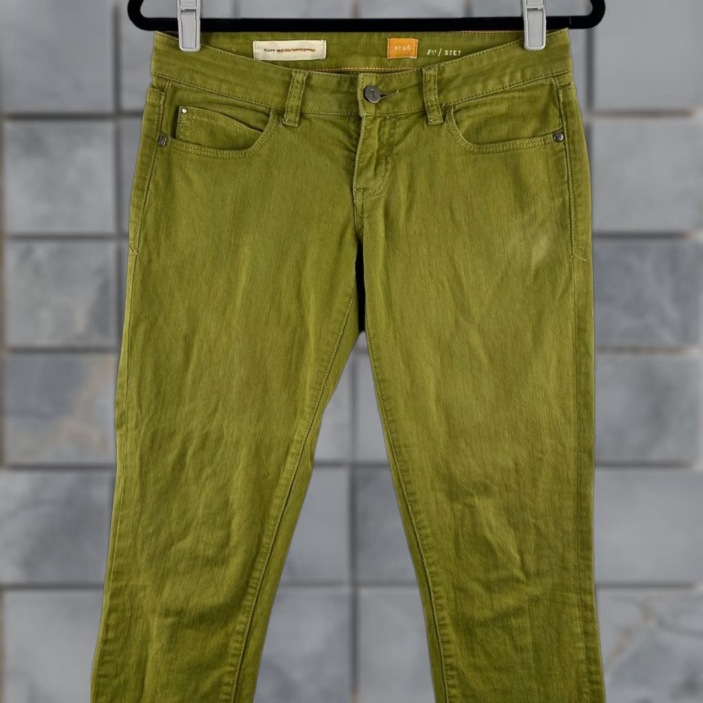 Vintage Pilcro and the Letterpress Jeans Womens 26 Green Stet Fit Skinny Stretch Denim Jeans Size 26" / US 2 / IT 38 - 1 Thumbnail