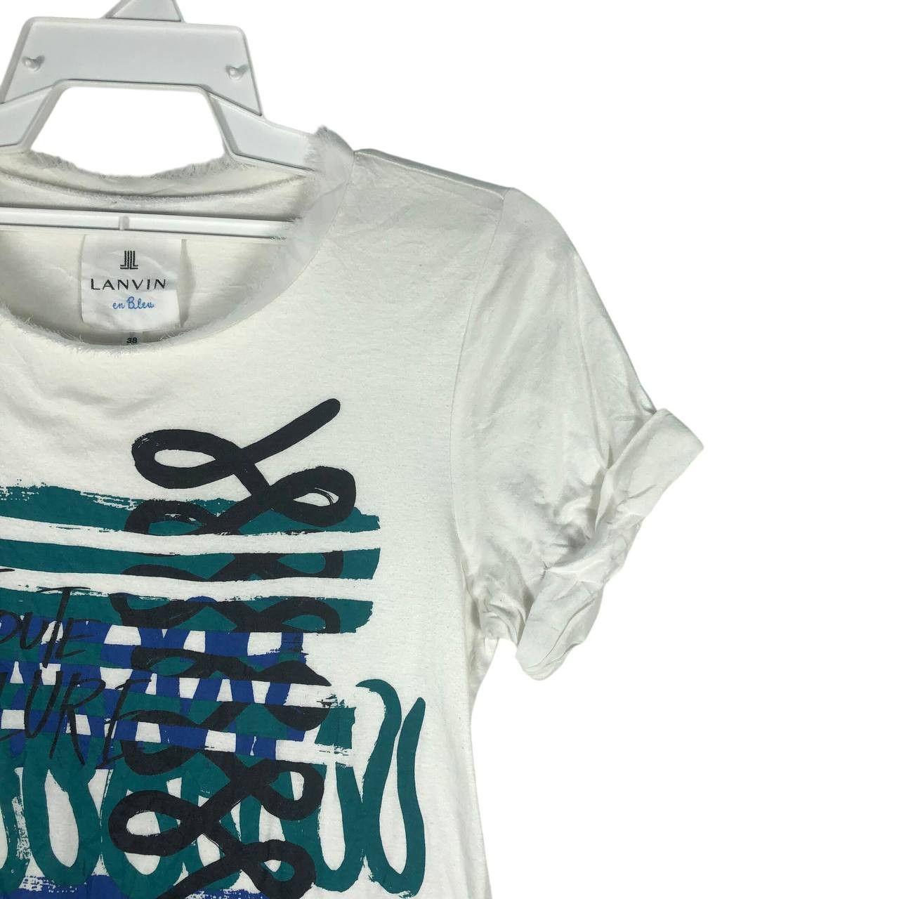 Lanvin Lanvin En Blue White T-Shirt Size XS / US 0-2 / IT 36-38 - 4 Thumbnail
